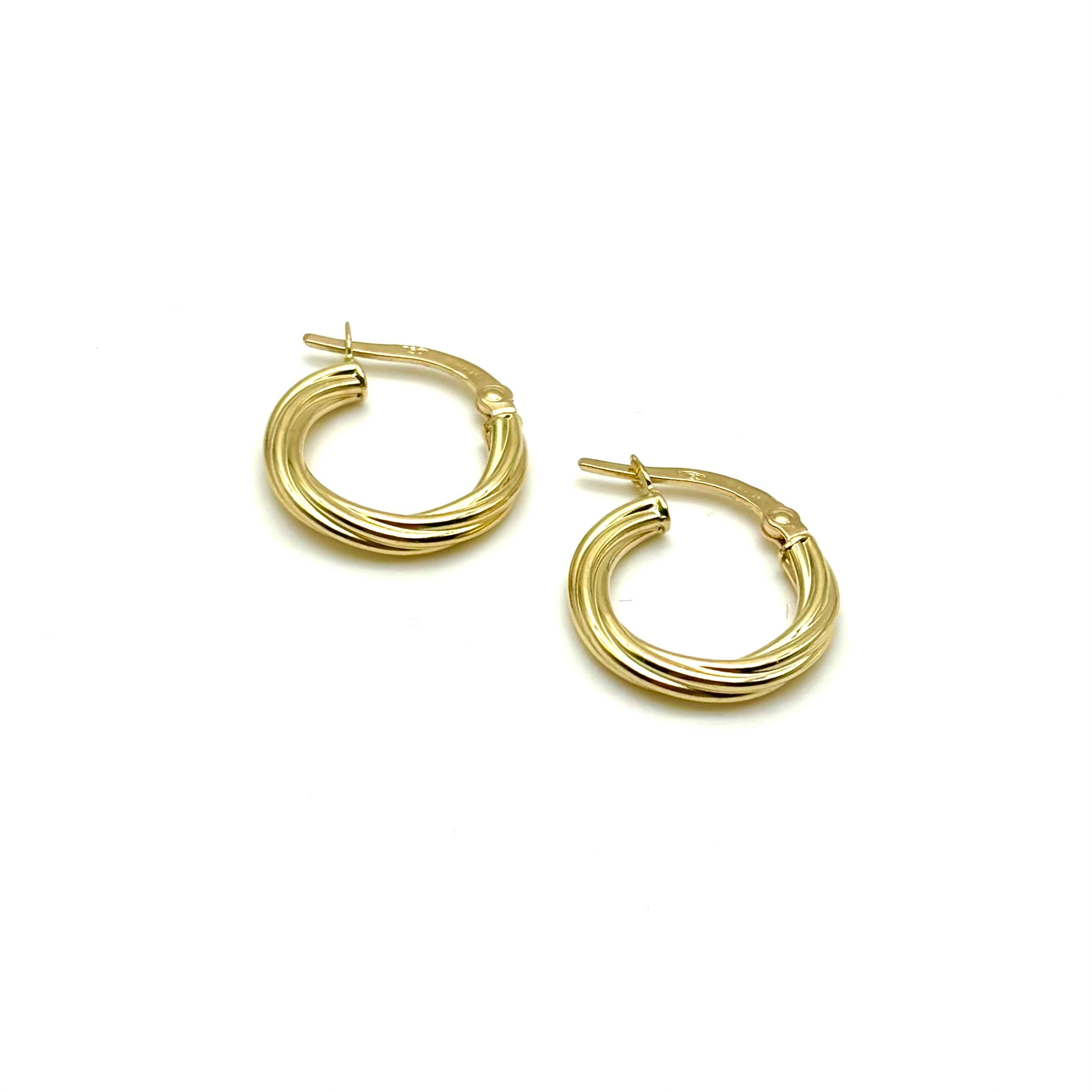 18K GOLD TWISTED HOOP EARRINGS - HANDMADE IN ITALY