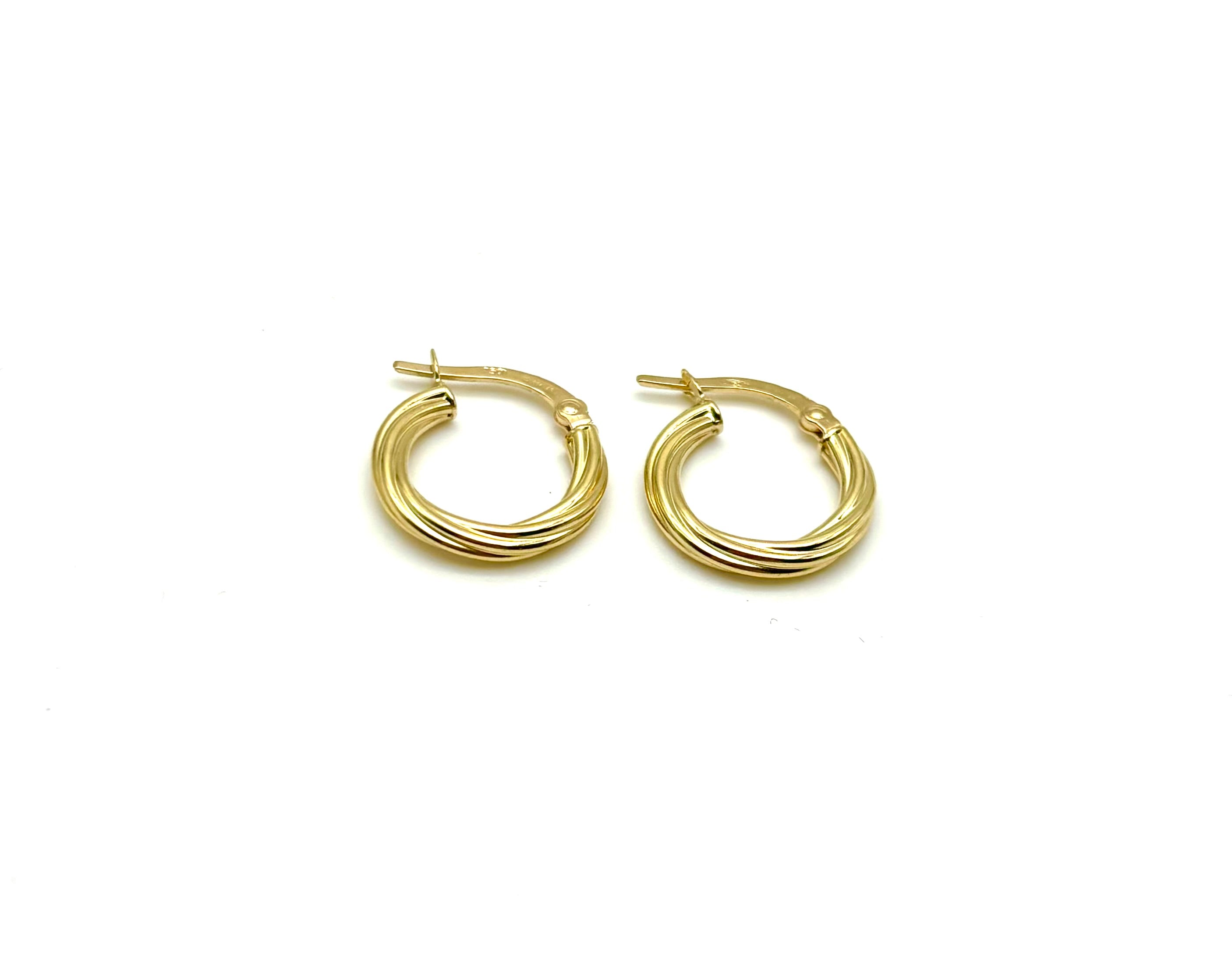18K GOLD TWISTED HOOP EARRINGS - HANDMADE IN ITALY