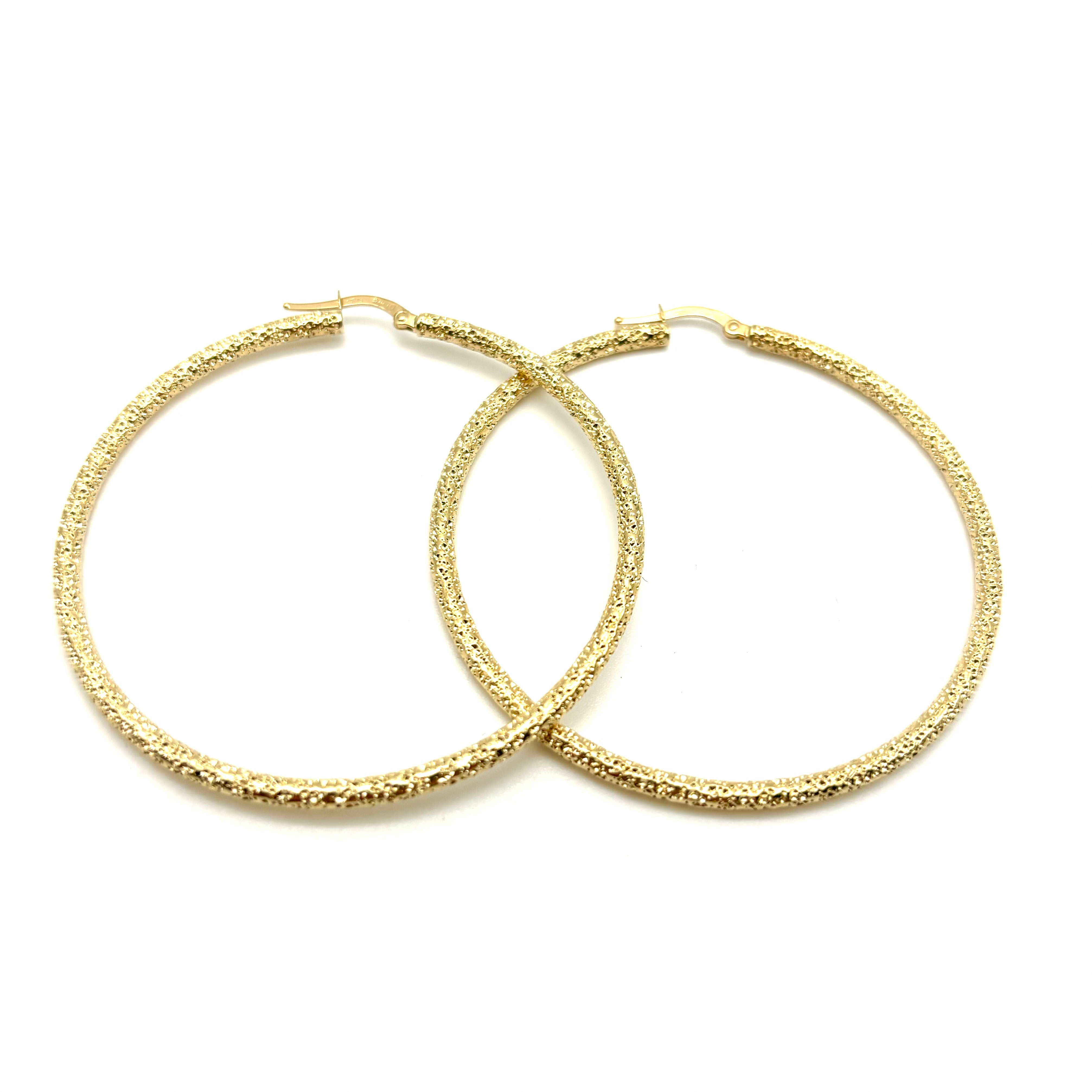18K GOLD PLUTONE HOOP EARRINGS - HANDMADE IN ITALY