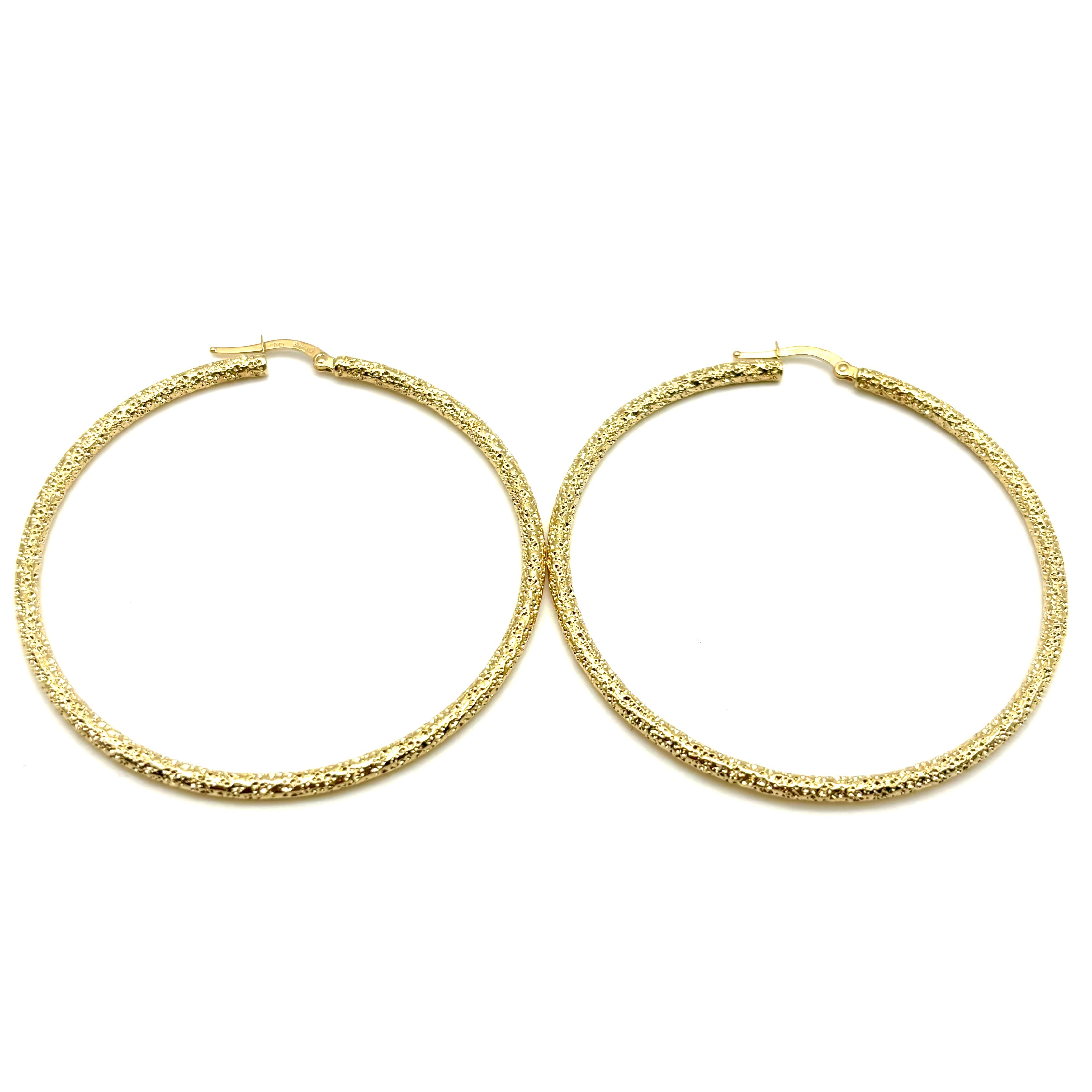 18K GOLD PLUTONE HOOP EARRINGS - HANDMADE IN ITALY