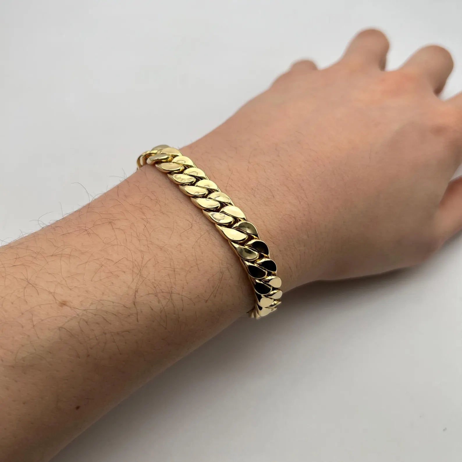 18K GOLD LINOSA CUBAN CHAIN BRACELET - HANDMADE IN ITALY
