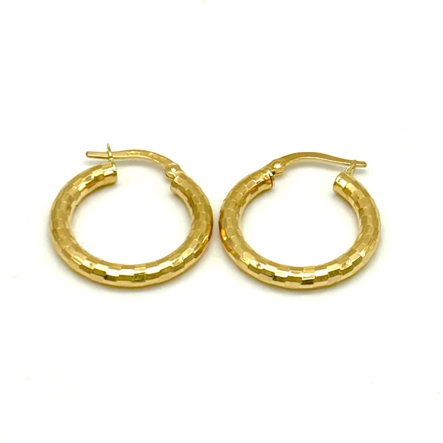 18K GOLD NATASHA DIAMOND CUT HOOP EARRINGS - HANDMADE IN ITALY