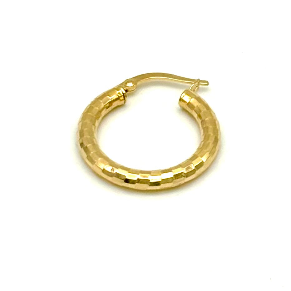 18K GOLD NATASHA DIAMOND CUT HOOP EARRINGS - HANDMADE IN ITALY