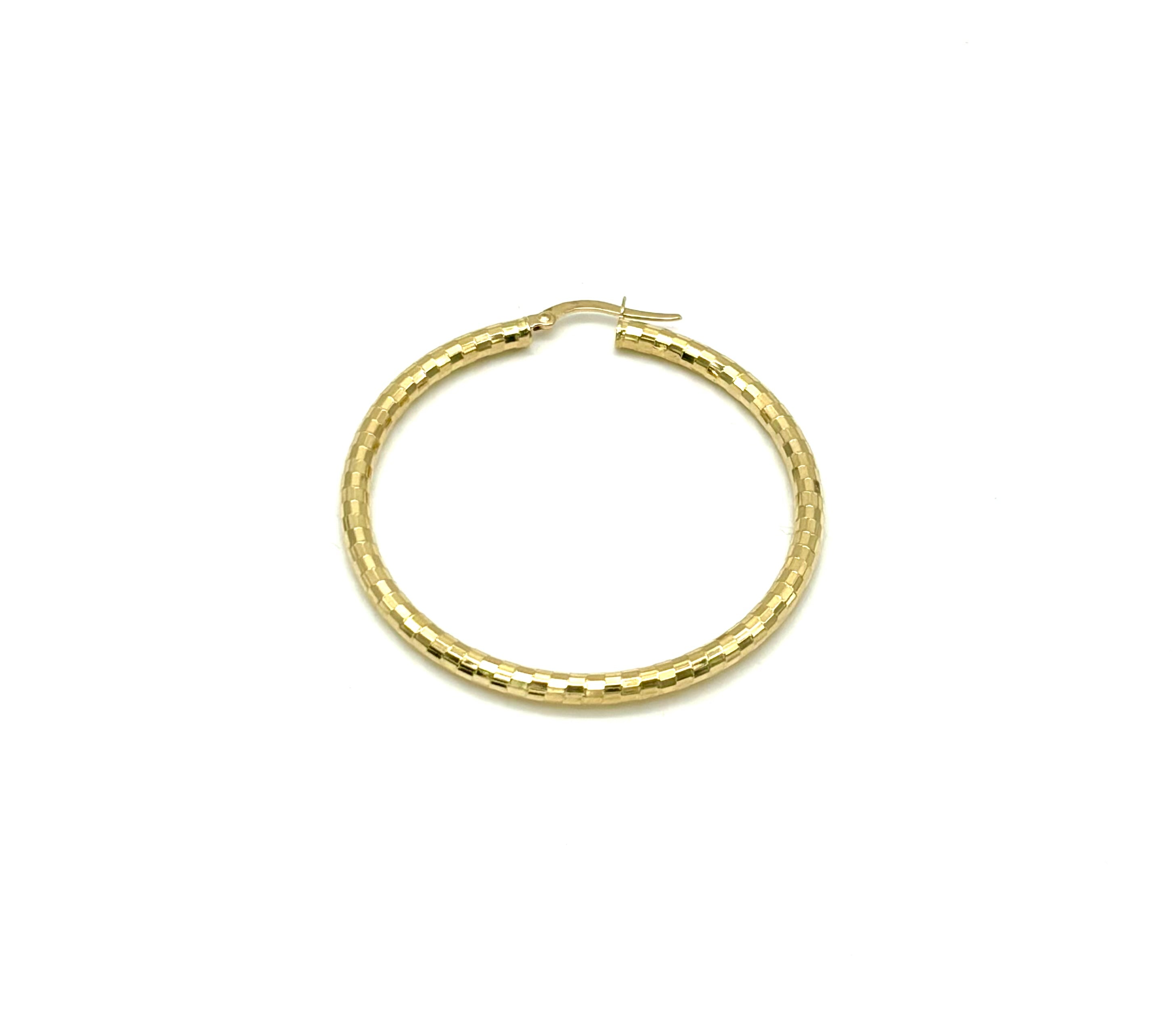 18K GOLD NAILA DIAMOND CUT HOOP EARRINGS - HANDMADE IN ITALY