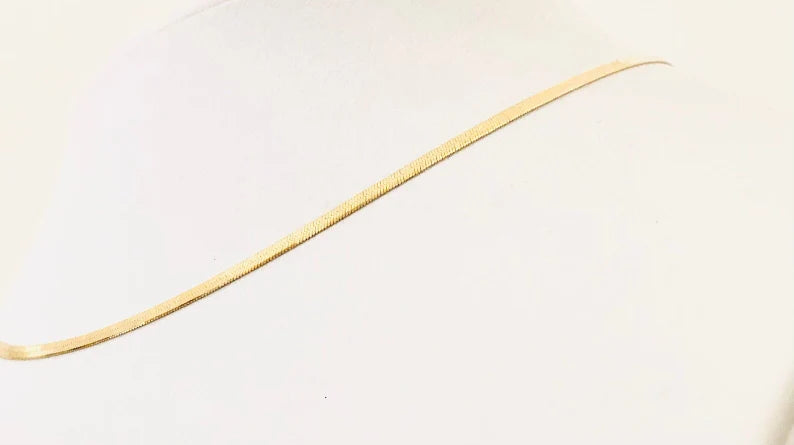 18K GOLD HERRINGBONE NECKLACE - HANDMADE IN ITALY
