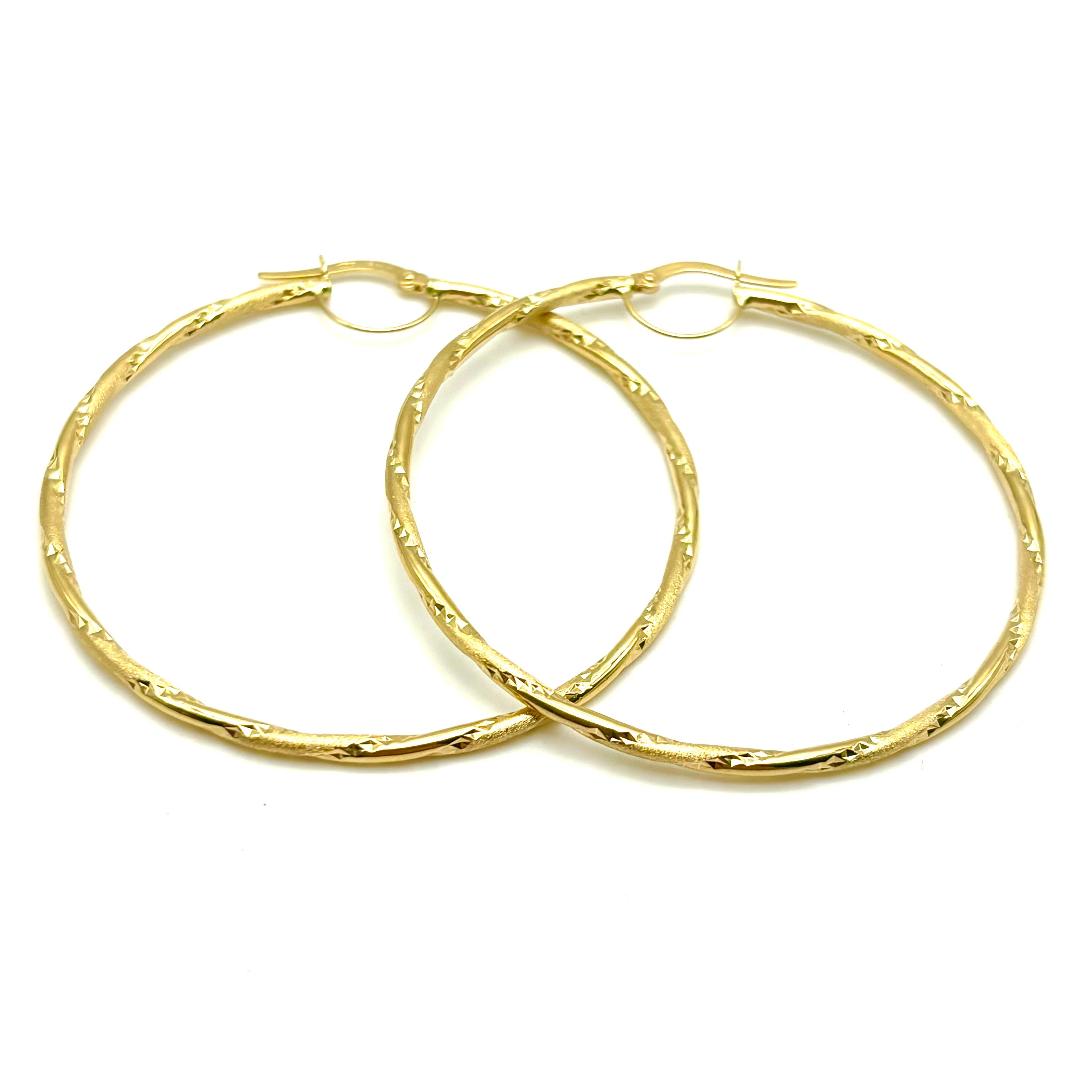 18K GOLD ARTIGIANO HOOP EARRINGS - HANDMADE IN ITALY