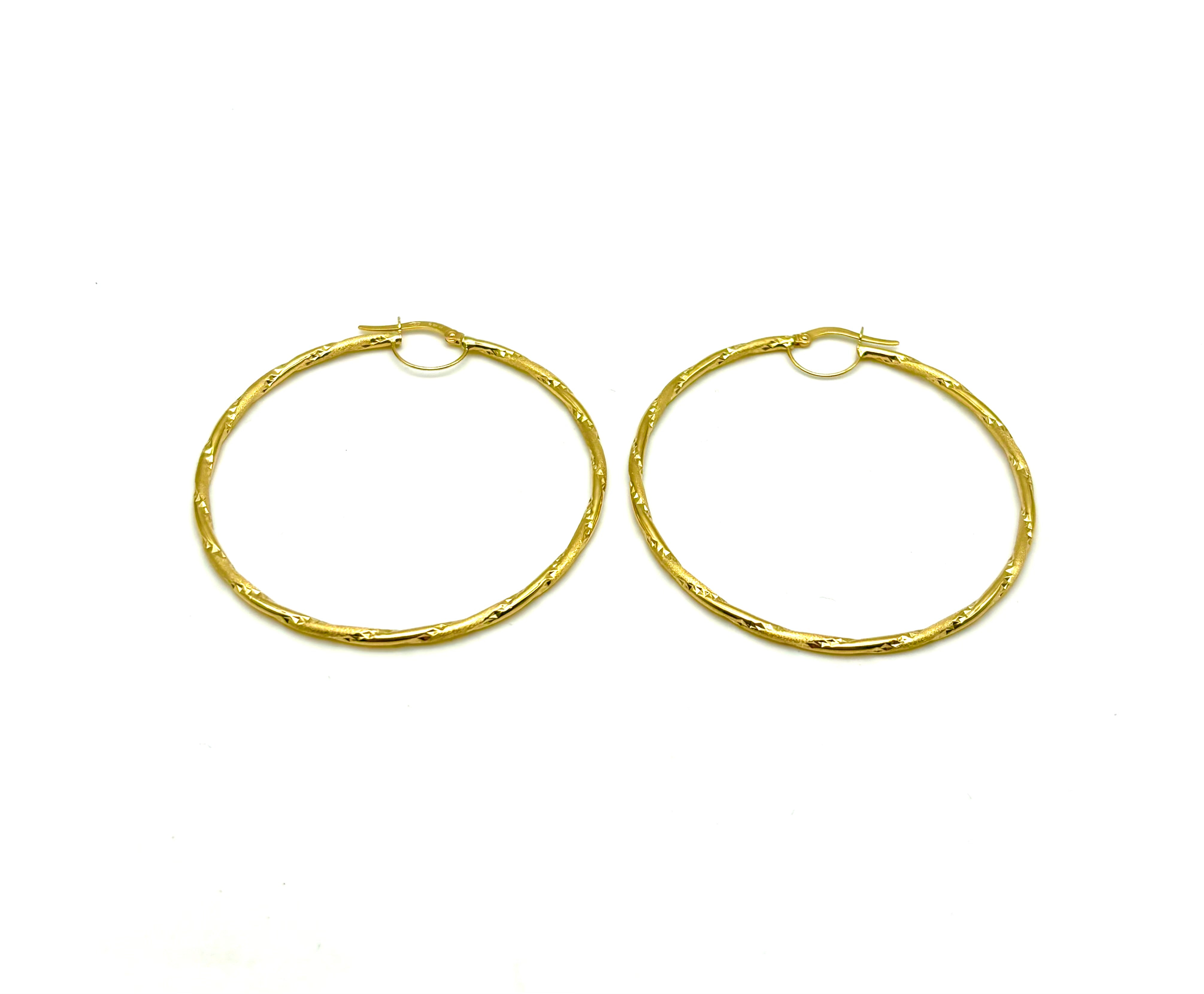 18K GOLD ARTIGIANO HOOP EARRINGS - HANDMADE IN ITALY
