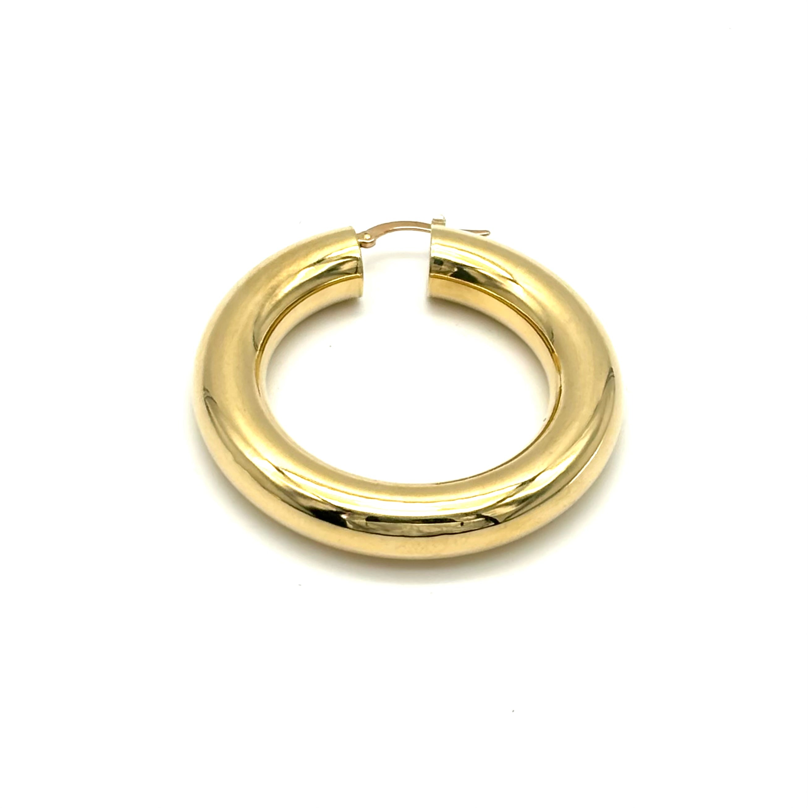 18K GOLD CLEOFE CHUBBY HOOP EARRINGS - HANDMADE IN ITALY