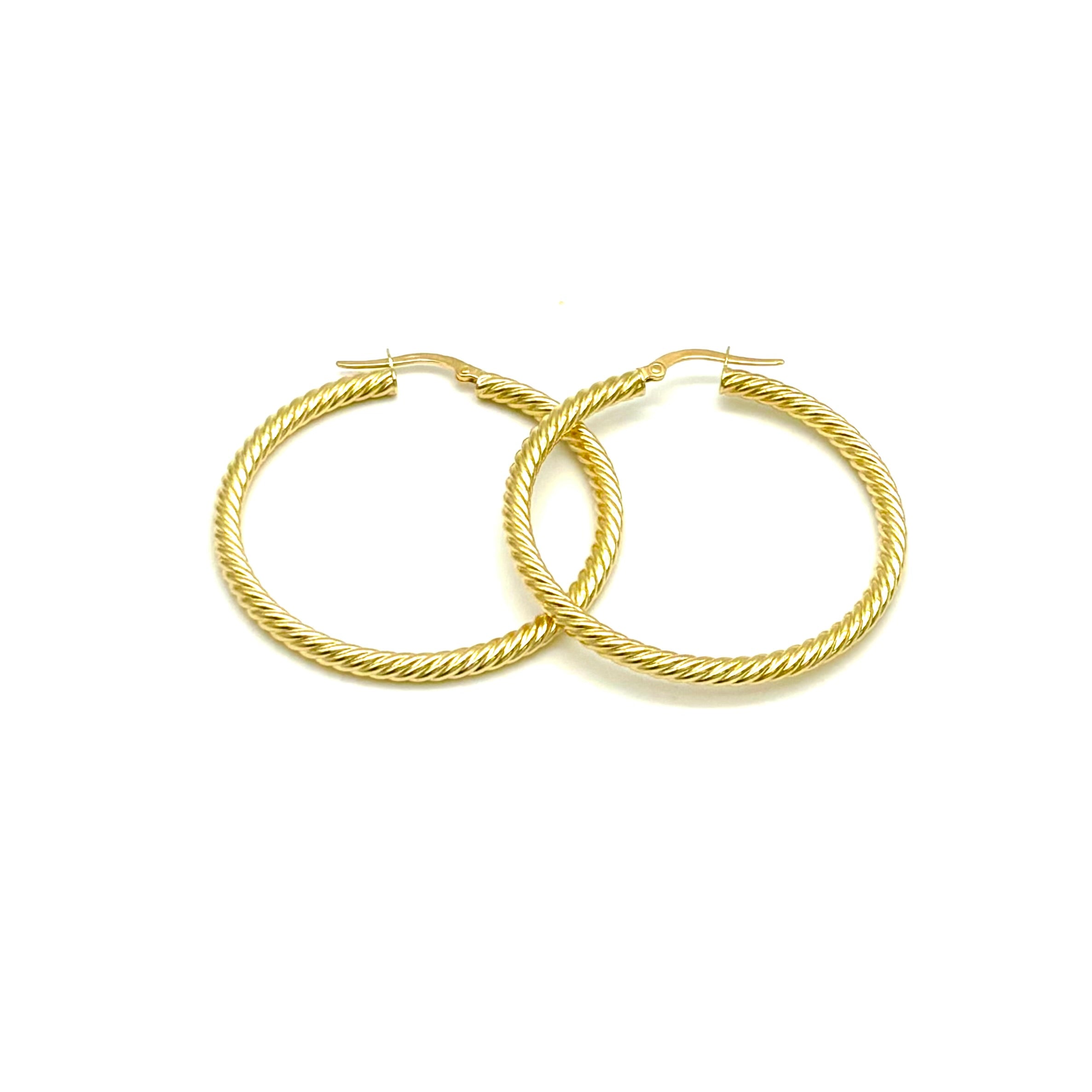 18K GOLD TWISTED HOOP EARRINGS - HANDMADE IN ITALY
