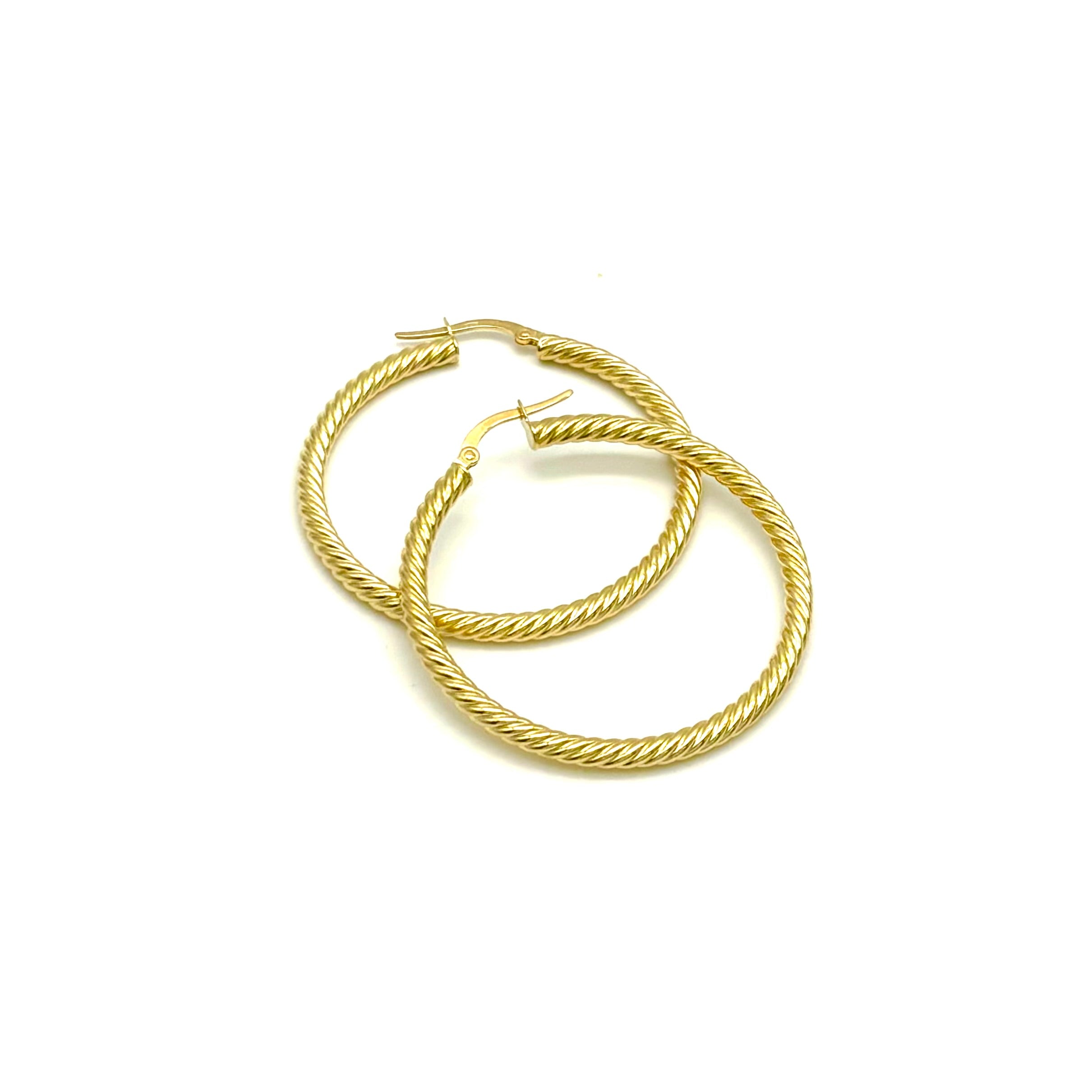 18K GOLD TWISTED HOOP EARRINGS - HANDMADE IN ITALY