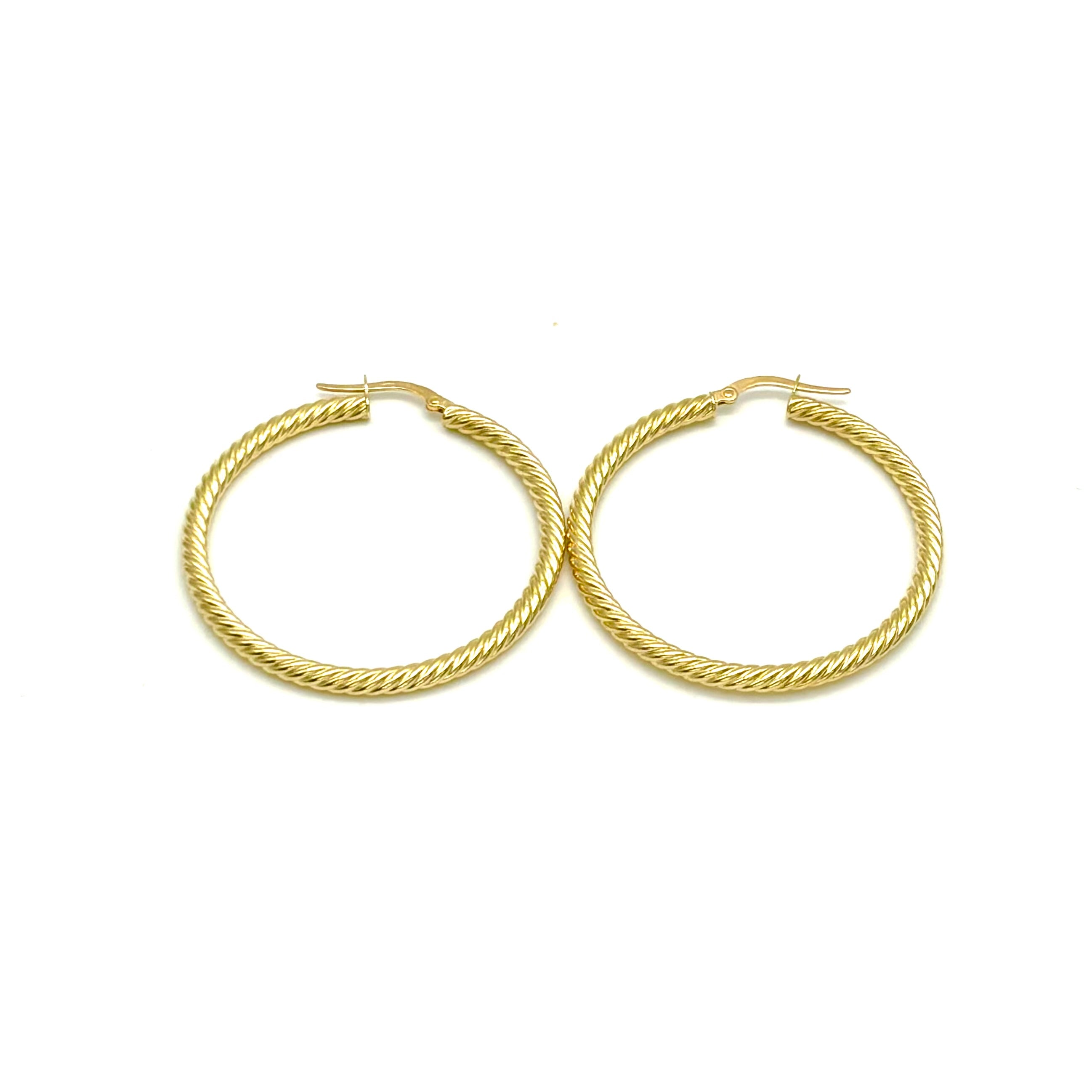18K GOLD TWISTED HOOP EARRINGS - HANDMADE IN ITALY
