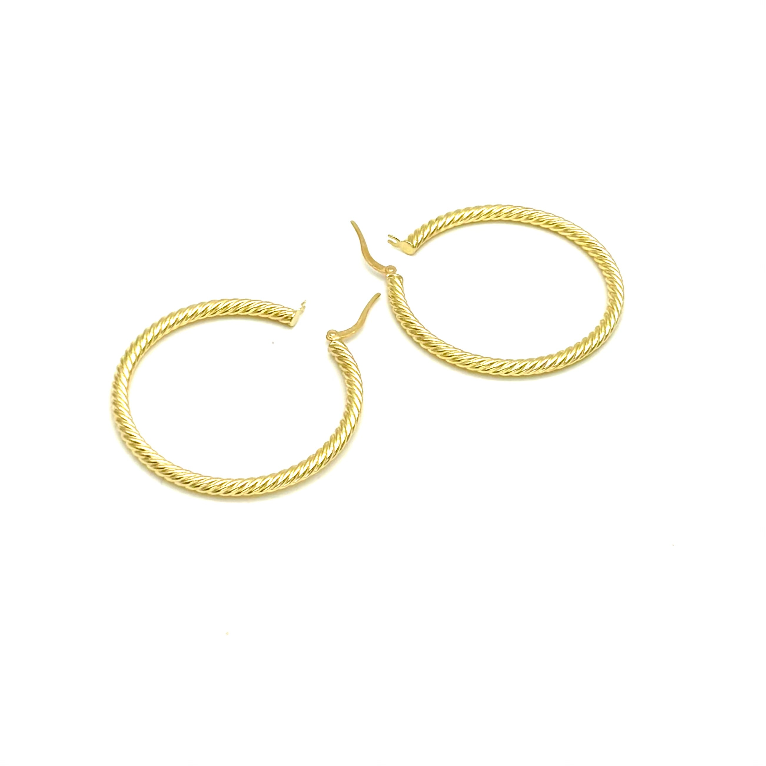 18K GOLD TWISTED HOOP EARRINGS - HANDMADE IN ITALY