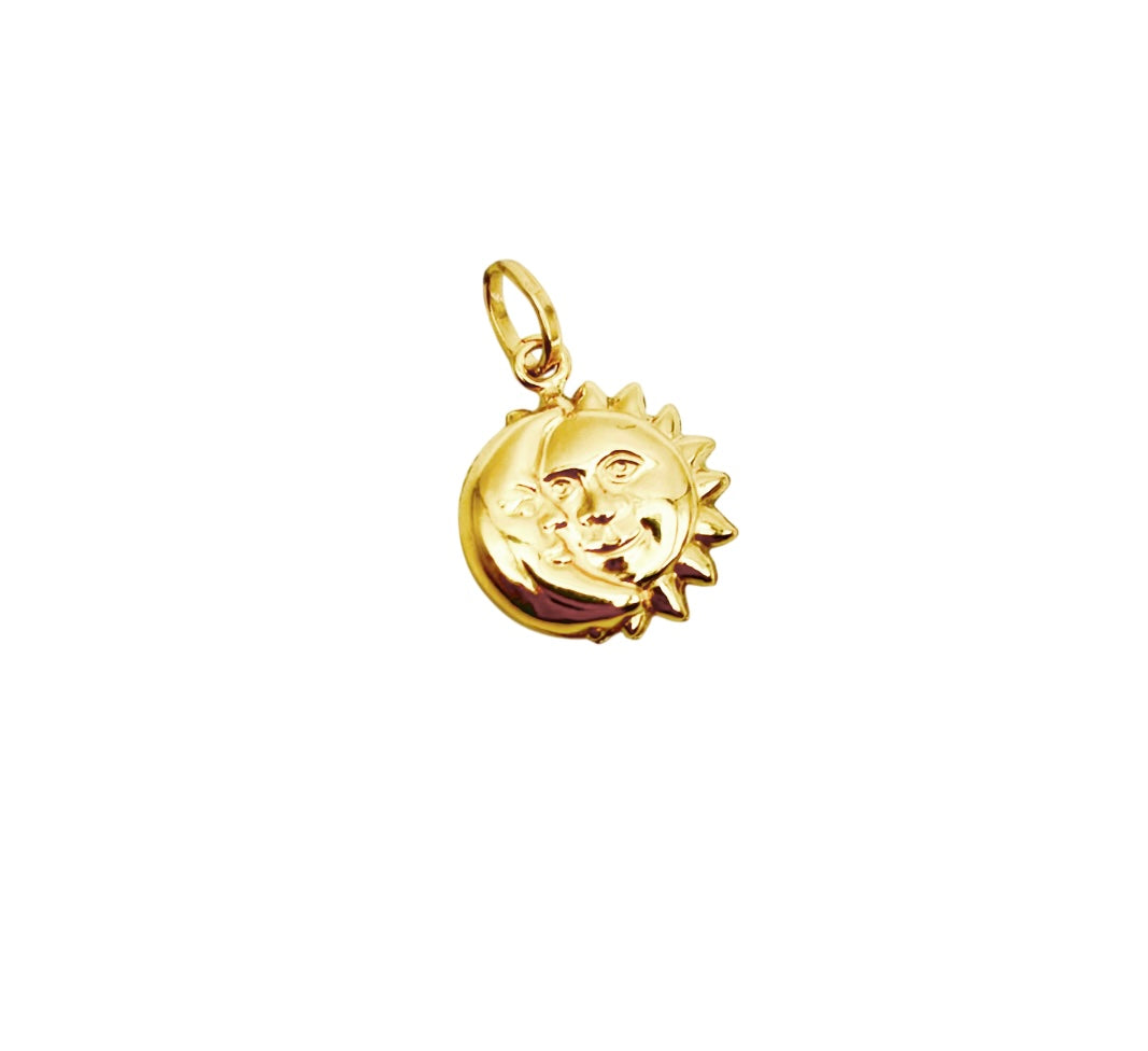 18K GOLD SUN AND MOON PENDANT - HANDMADE IN ITALY