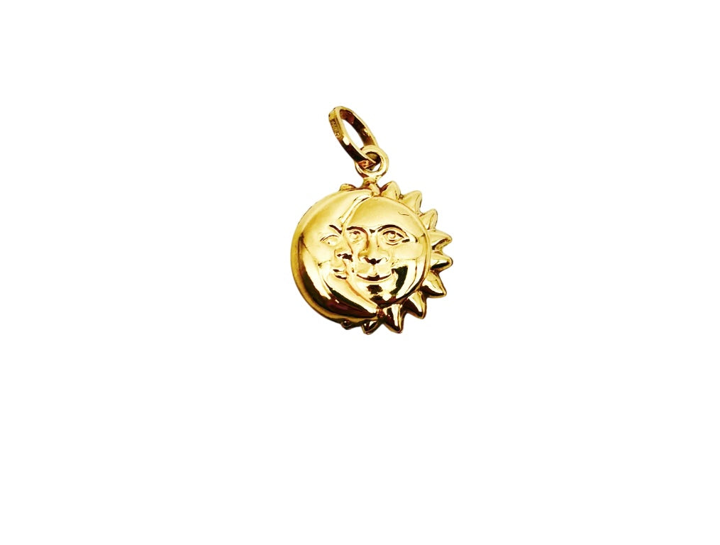18K GOLD SUN AND MOON PENDANT - HANDMADE IN ITALY