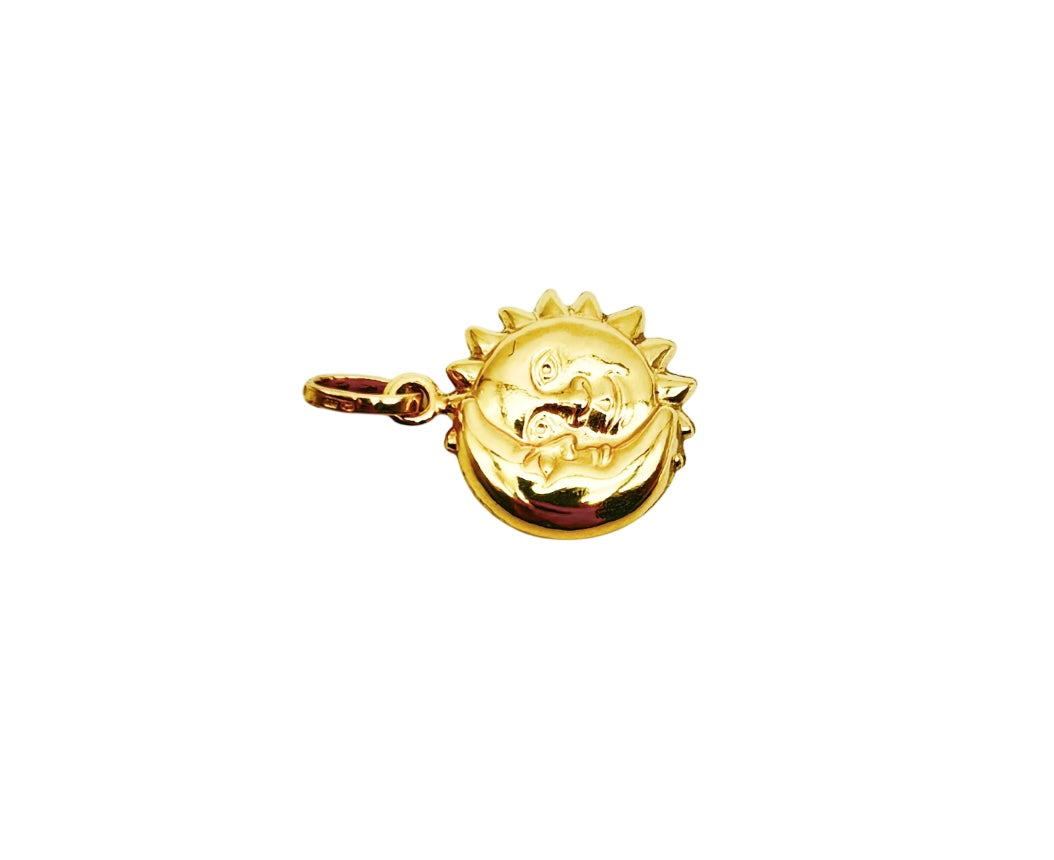 18K GOLD SUN AND MOON PENDANT - HANDMADE IN ITALY
