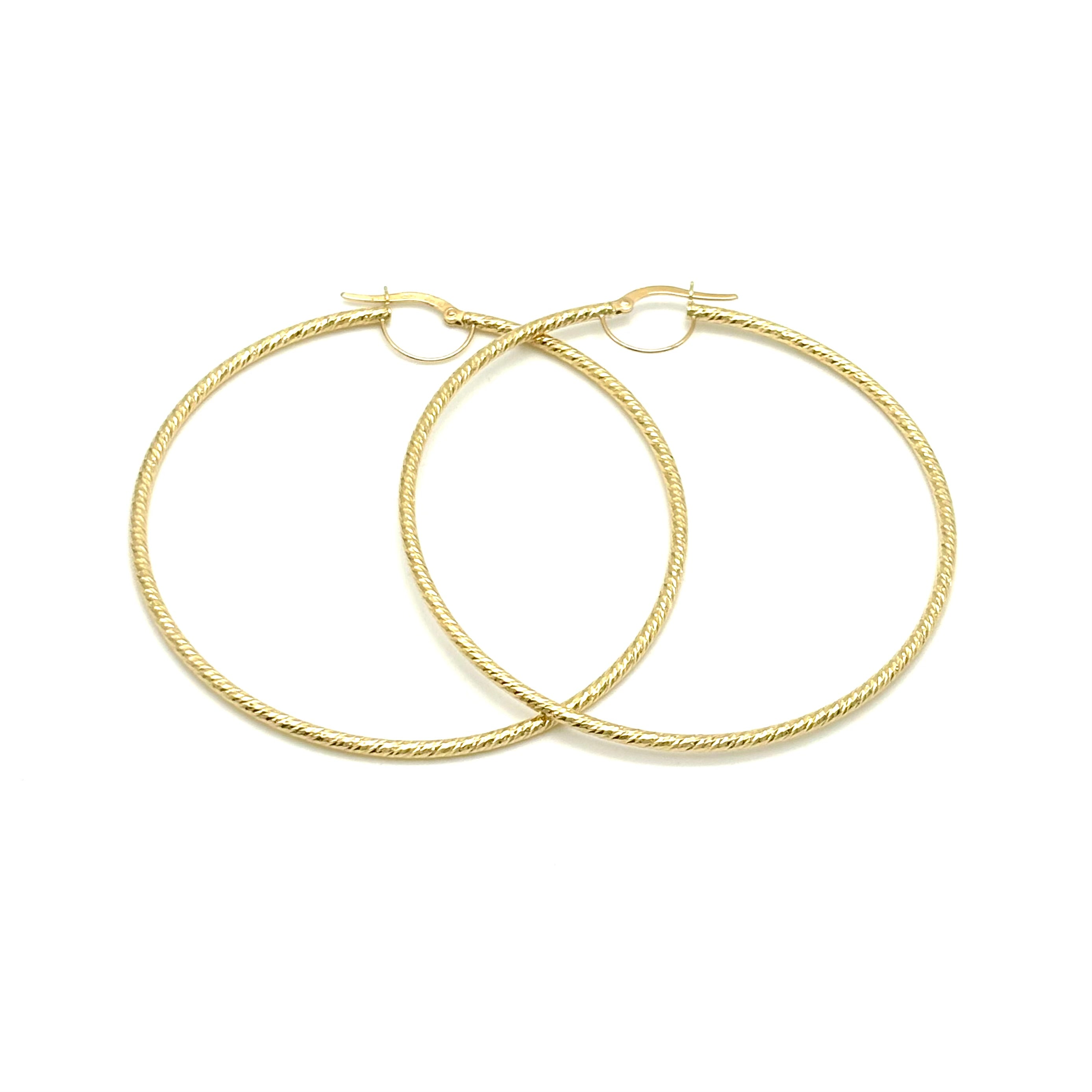 18K GOLD SASSARI LARGE HOOP EARRINGS - HANDMADE IN ITALY