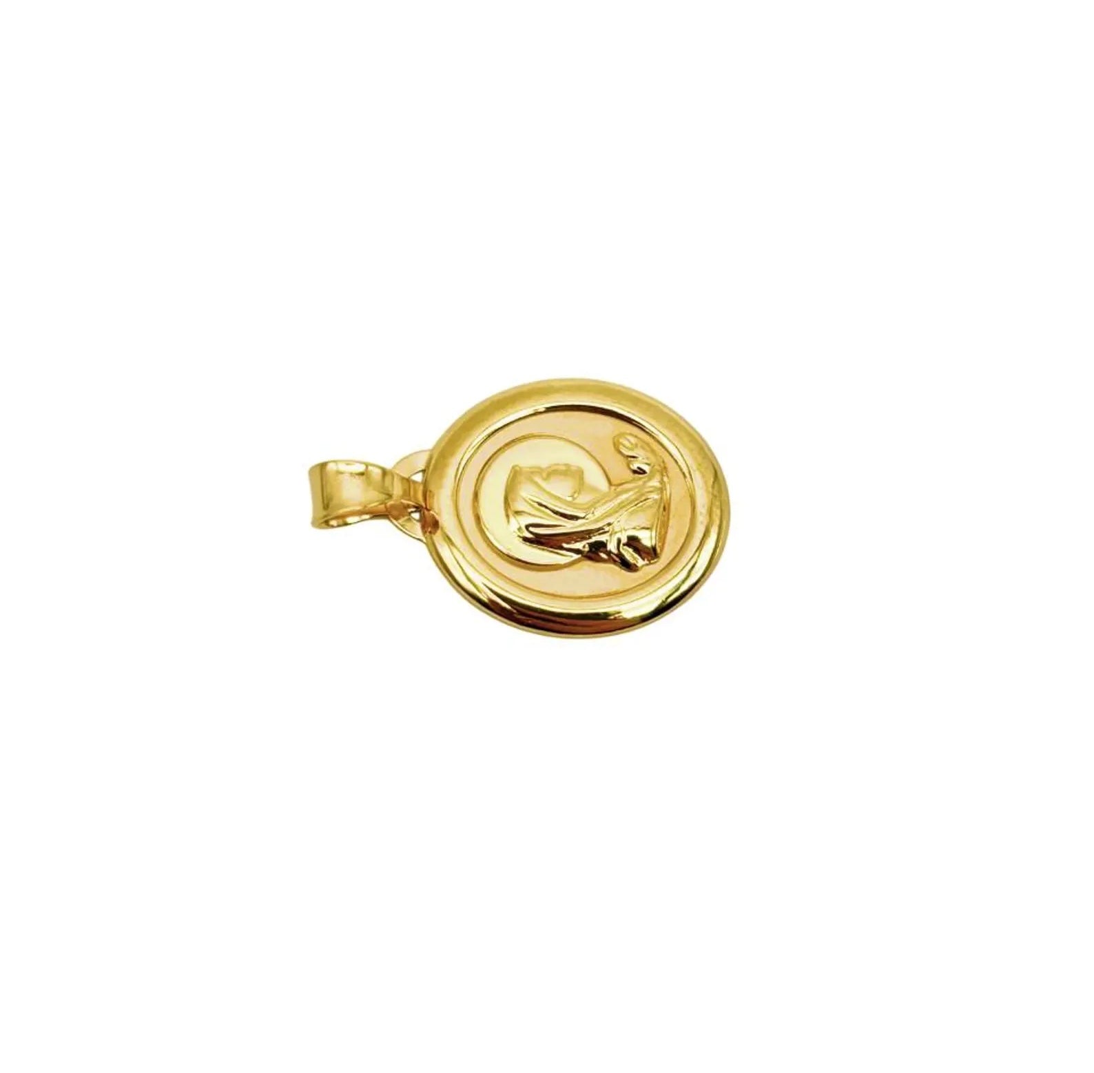 18K GOLD OVAL SANTA MARIA PENDANT - HANDMADE IN ITALY