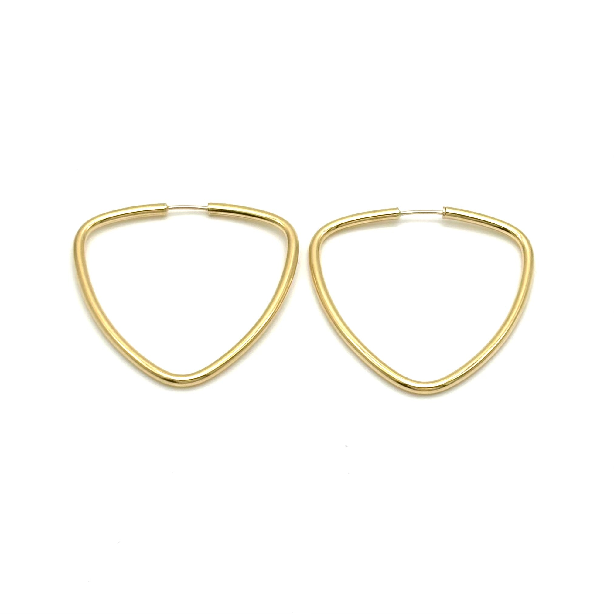 18K GOLD TRIANGLE ETERNITY HOOP EARRINGS - HANDMADE IN ITALY