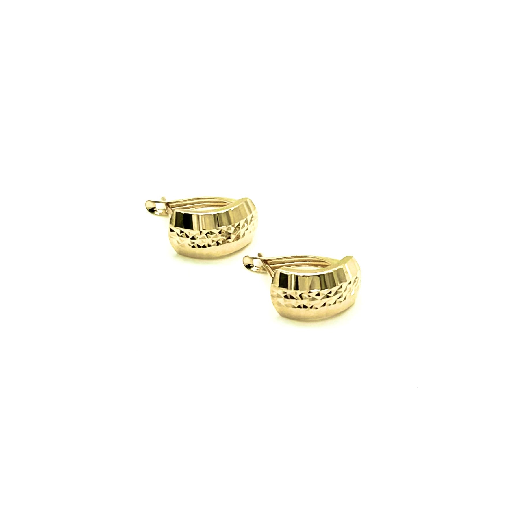 18K GOLD GARDENIA LATCH BACK HOOP EARRINGS - HANDMADE IN ITALY
