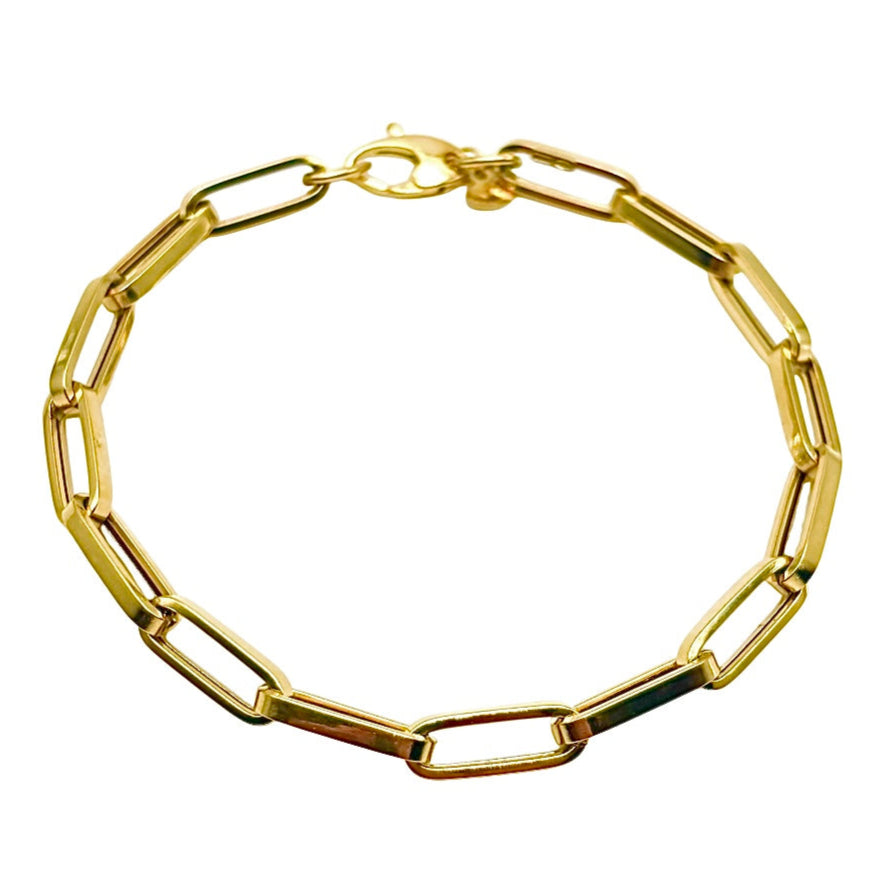 18K GOLD PAPER CLIP CHAIN BRACELET - HANDMADE IN ITALY