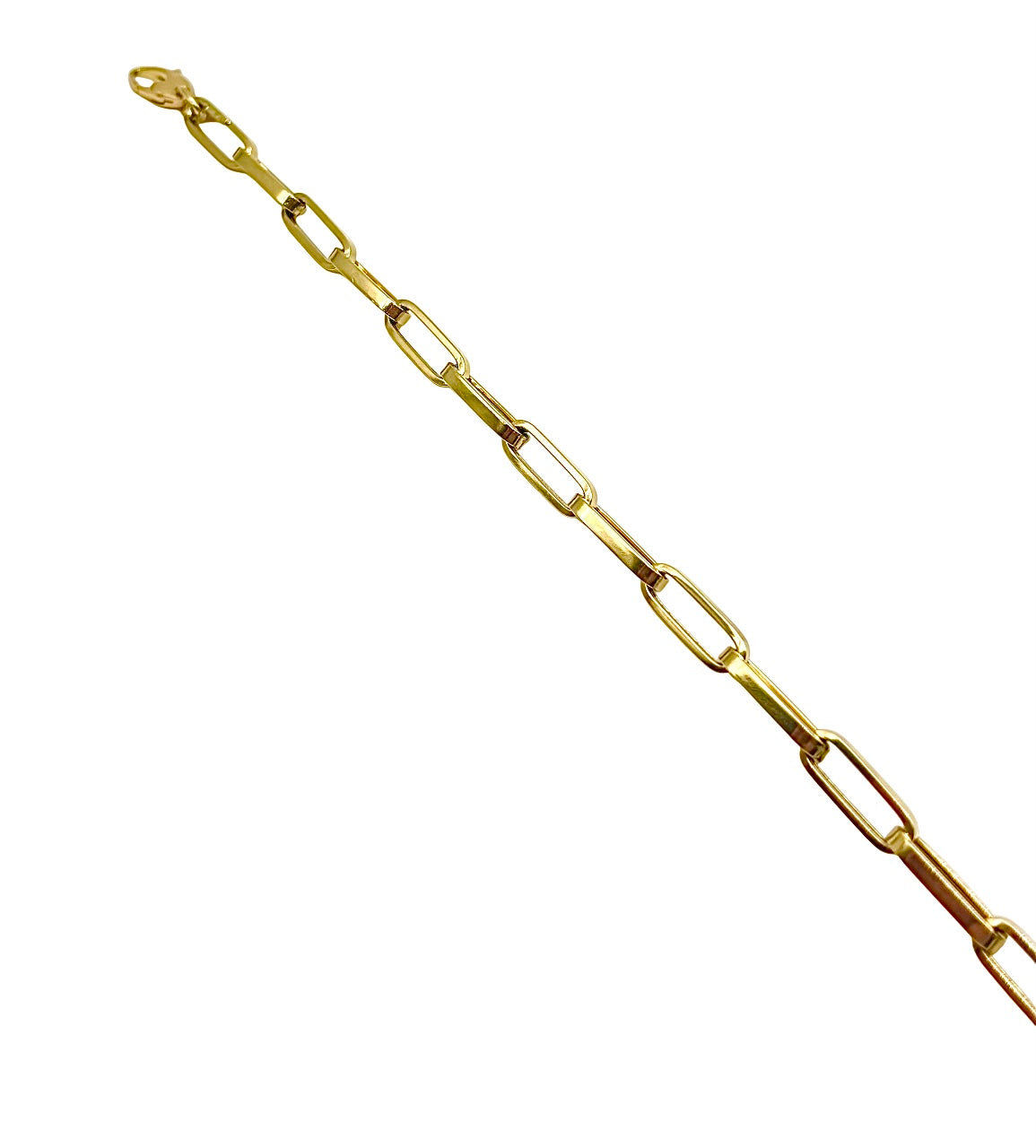 18K GOLD PAPER CLIP CHAIN BRACELET - HANDMADE IN ITALY