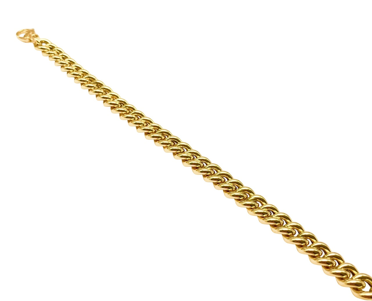18K GOLD RIVIERA CUBAN CHAIN BRACELET - HANDMADE IN ITALY
