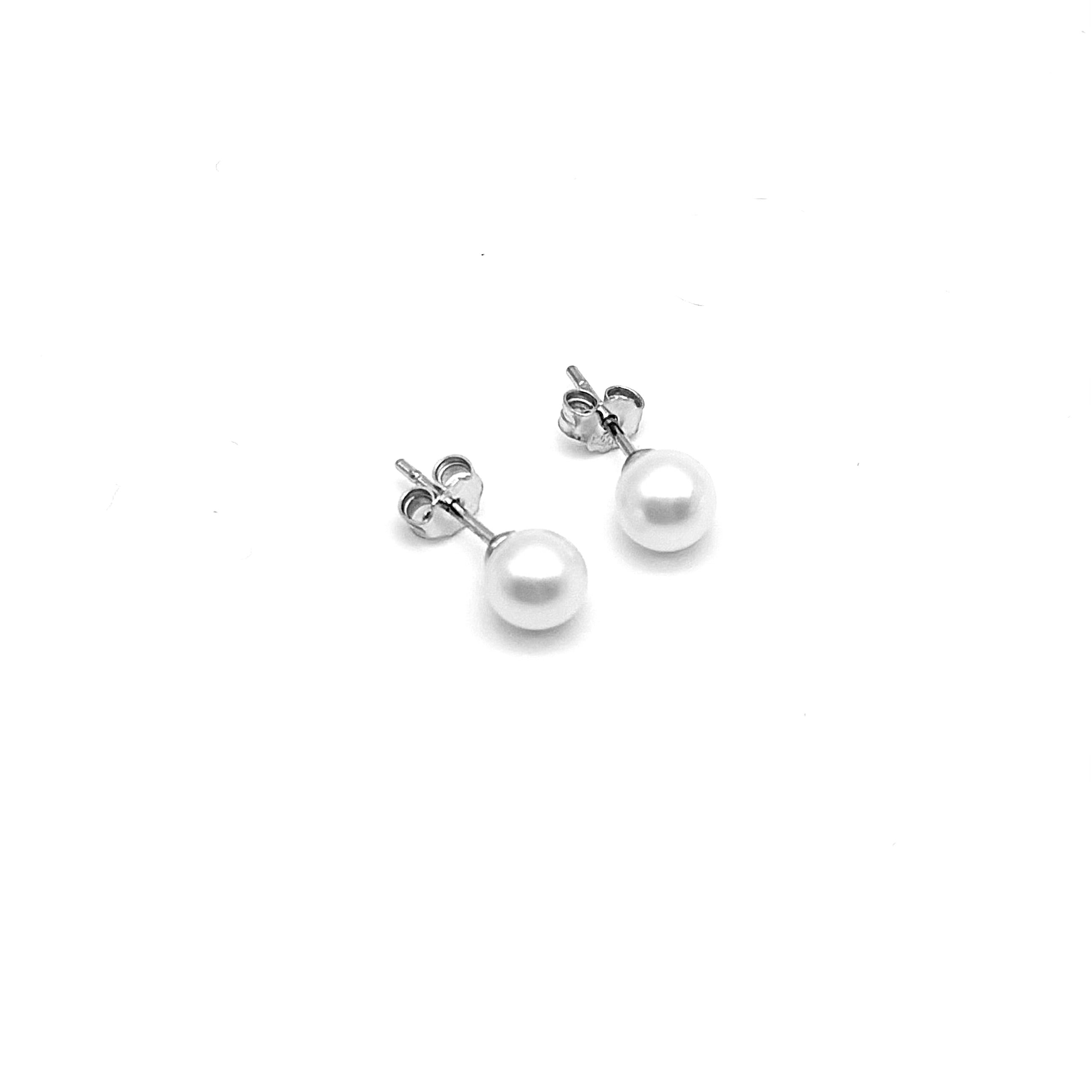 18K GOLD PEARL STUD EARRINGS - HANDMADE IN ITALY