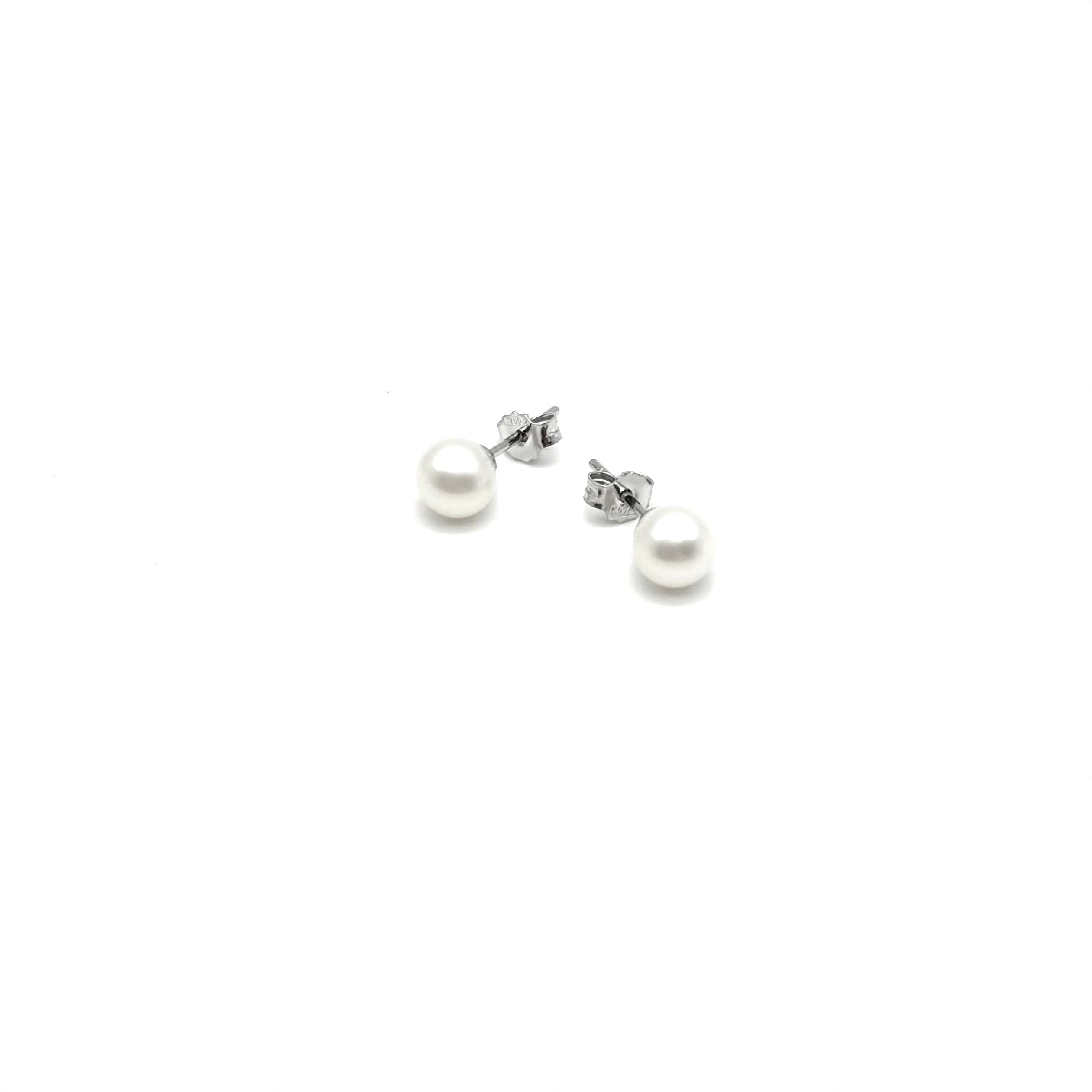 18K GOLD PEARL STUD EARRINGS - HANDMADE IN ITALY