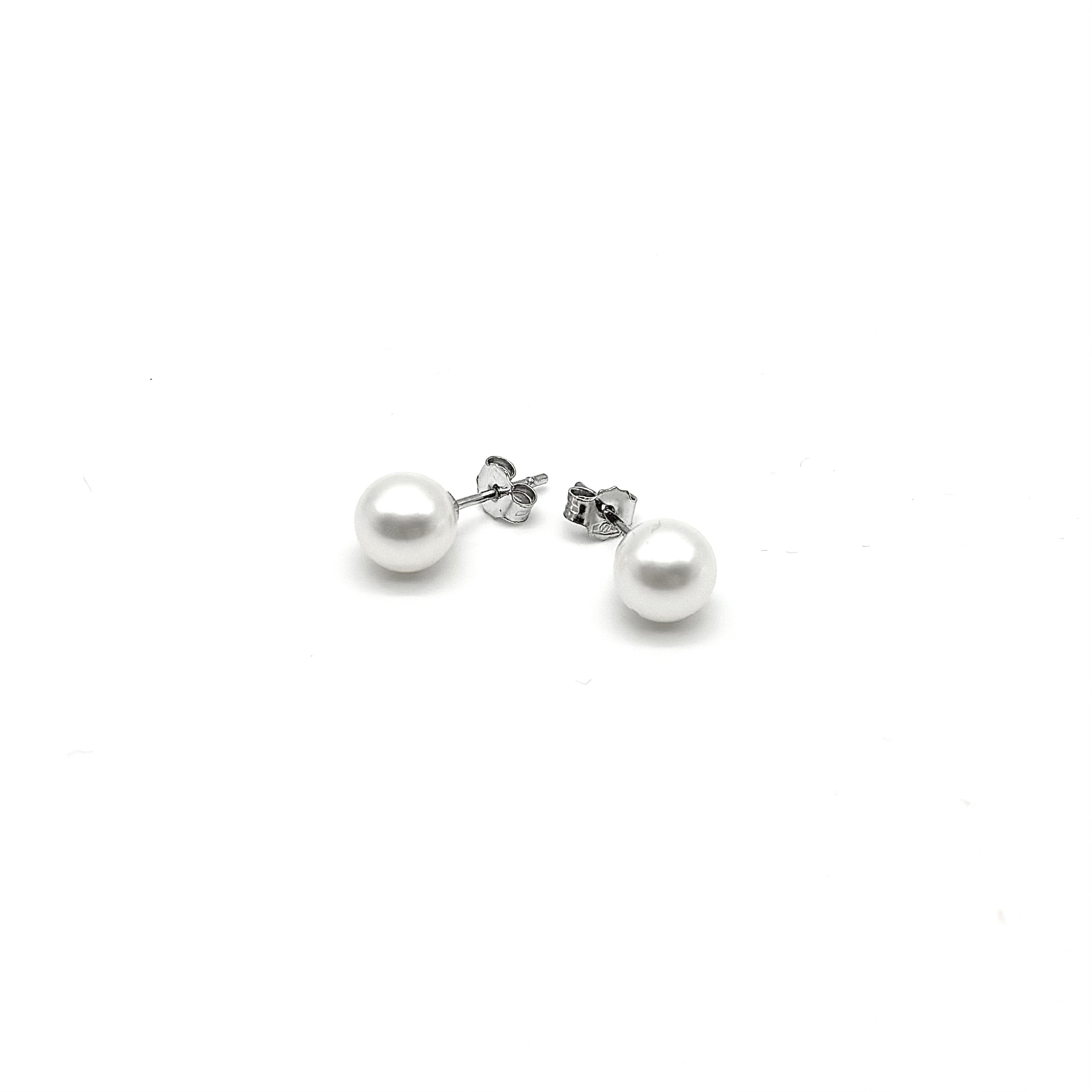 18K GOLD PEARL STUD EARRINGS - HANDMADE IN ITALY