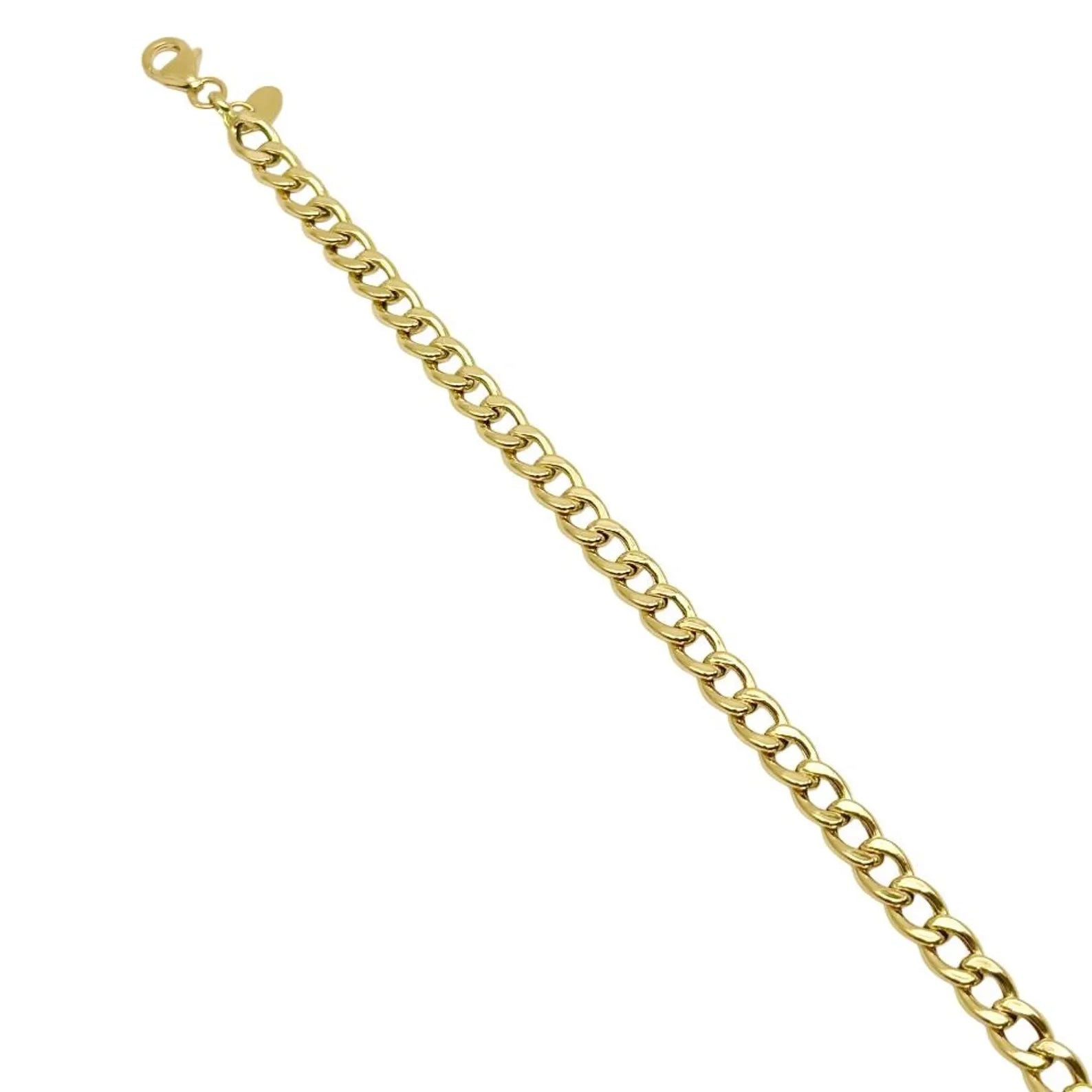18K GOLD TAORMINA CUBAN CHAIN BRACELET - HANDMADE IN ITALY