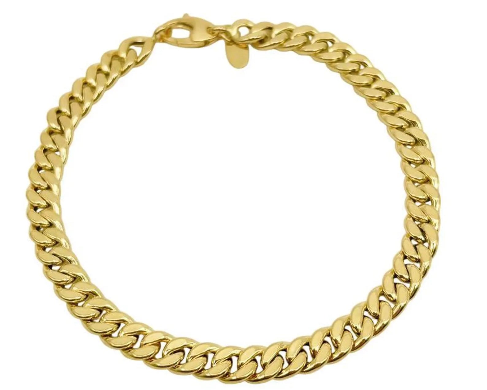 18K GOLD ABETONE CUBAN CHAIN BRACELET - HANDMADE IN ITALY