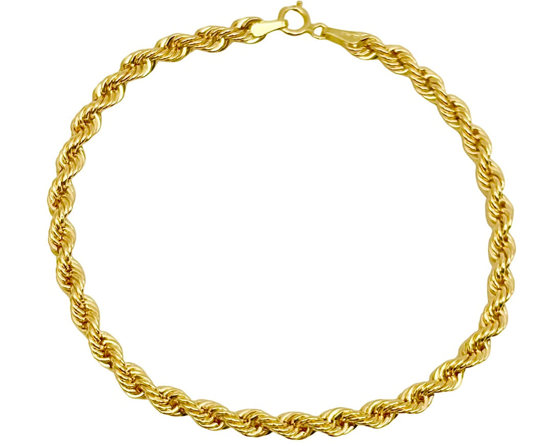 18K GOLD ROPE CHAIN BRACELET - HANDMADE IN ITALY