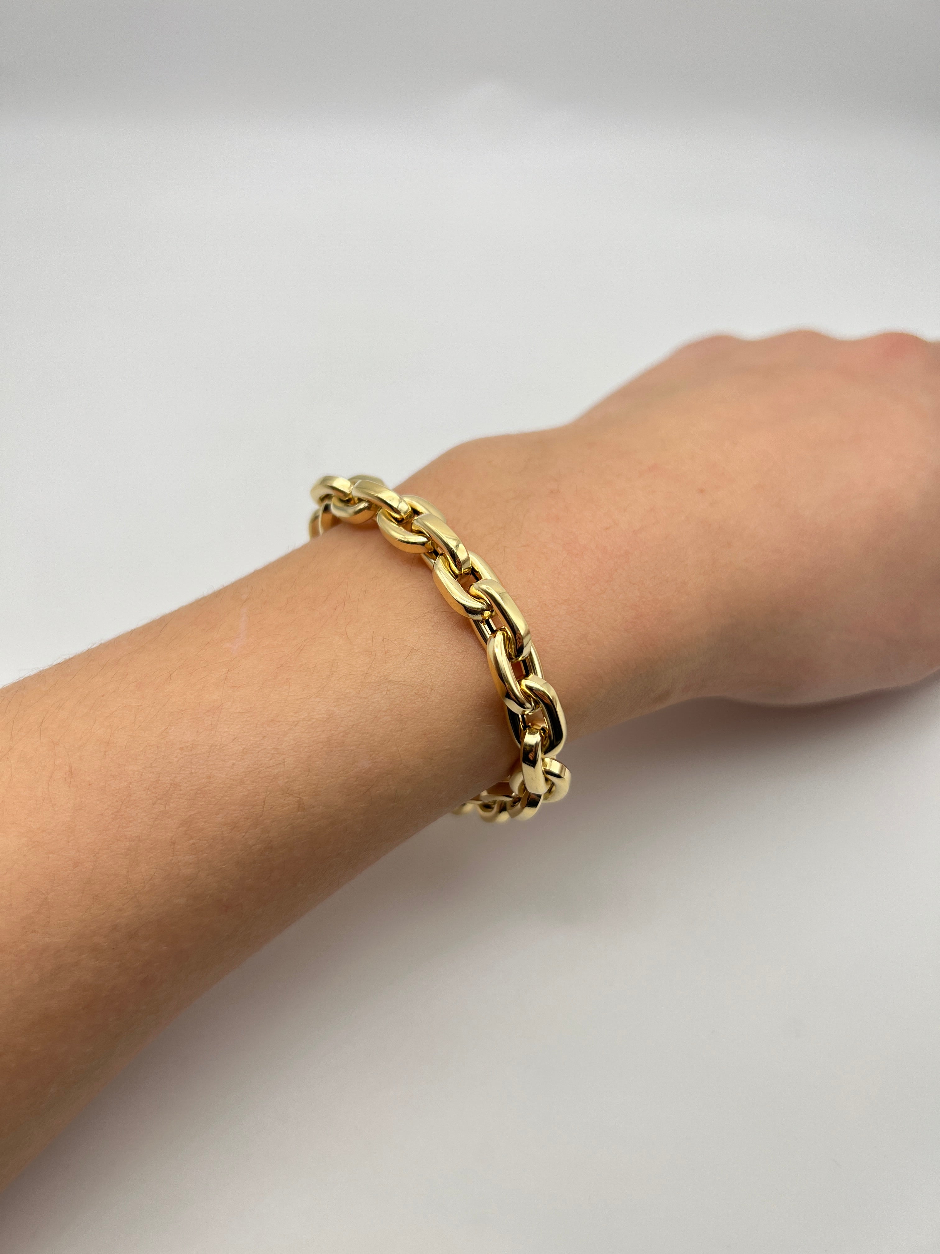 18K GOLD TRENTO ROLO CHAIN BRACELET - HANDMADE IN ITALY