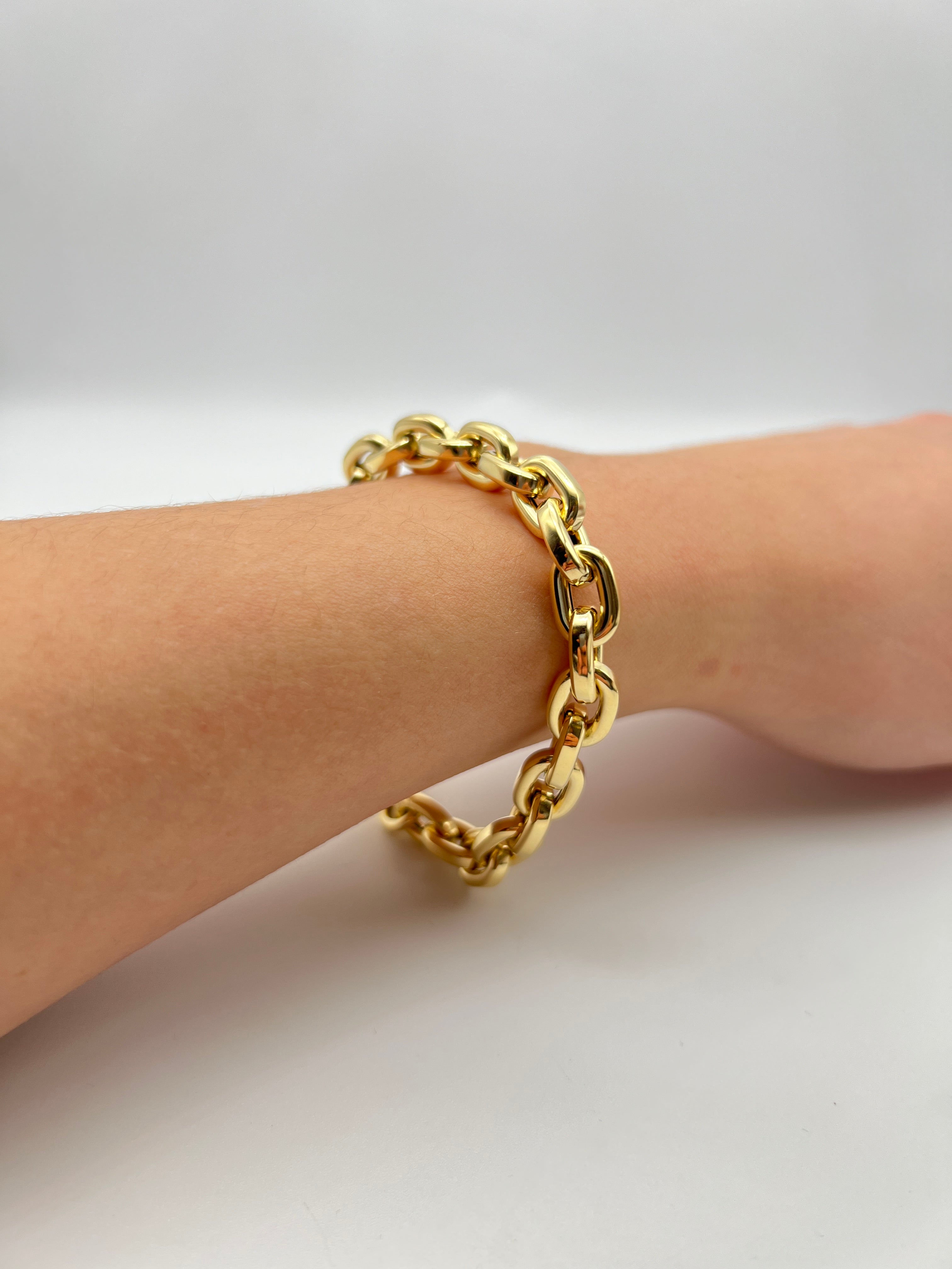 18K GOLD TRENTO ROLO CHAIN BRACELET - HANDMADE IN ITALY