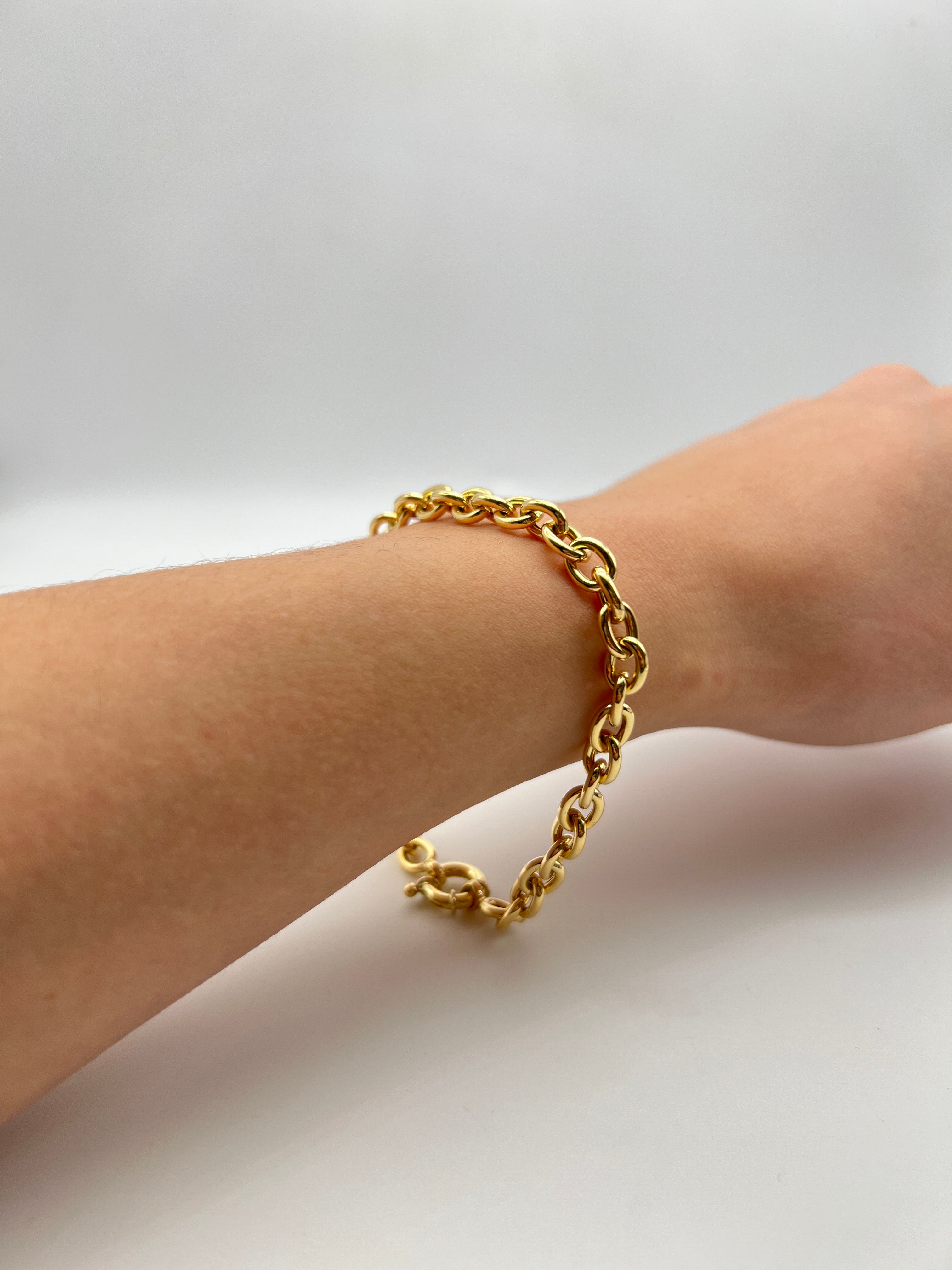 18K GOLD TURIN ROLO CHAIN BRACELET - HANDMADE IN ITALY