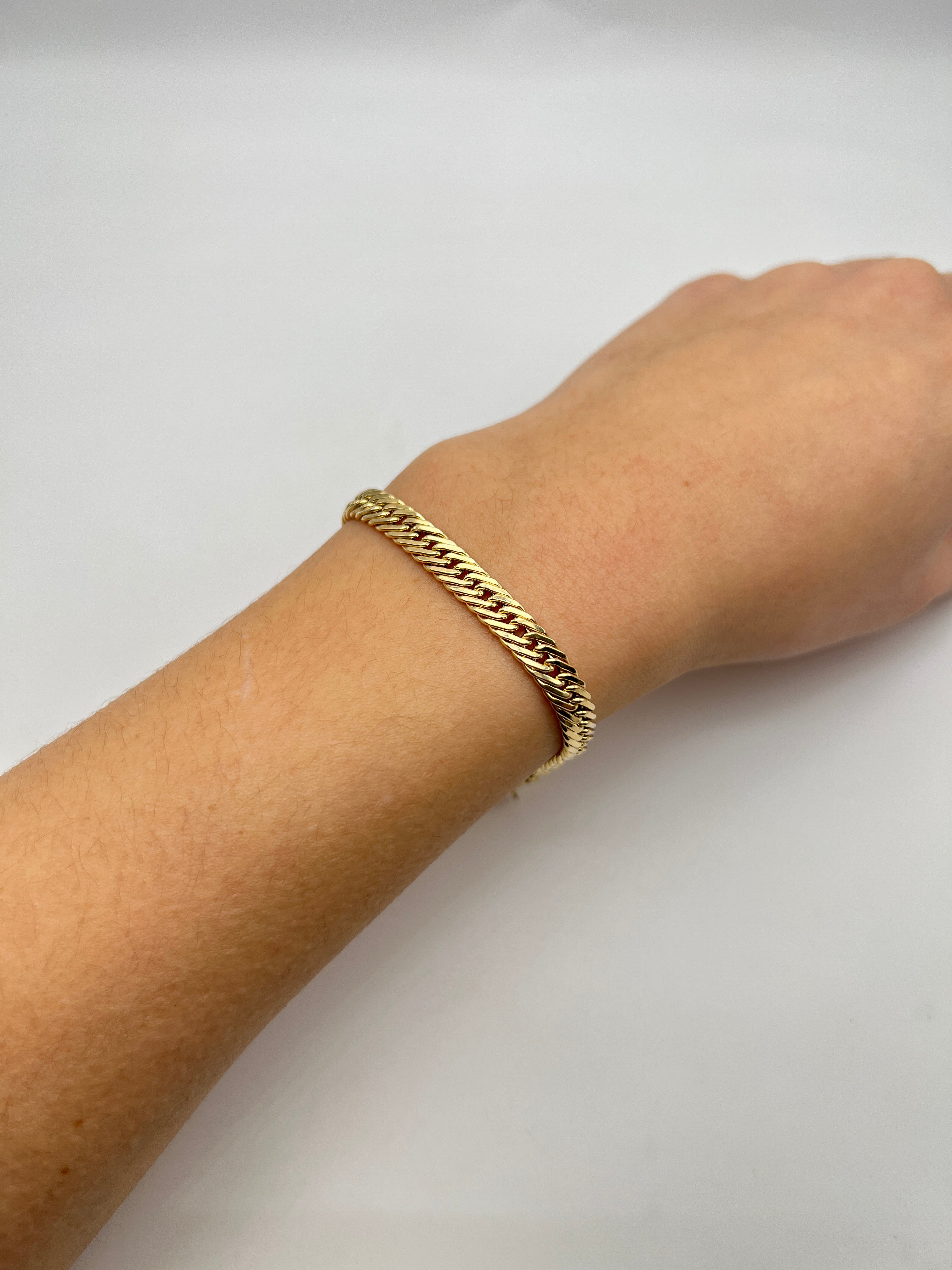 18K GOLD PIANOSA CUBAN CHAIN BRACELET - HANDMADE IN ITALY