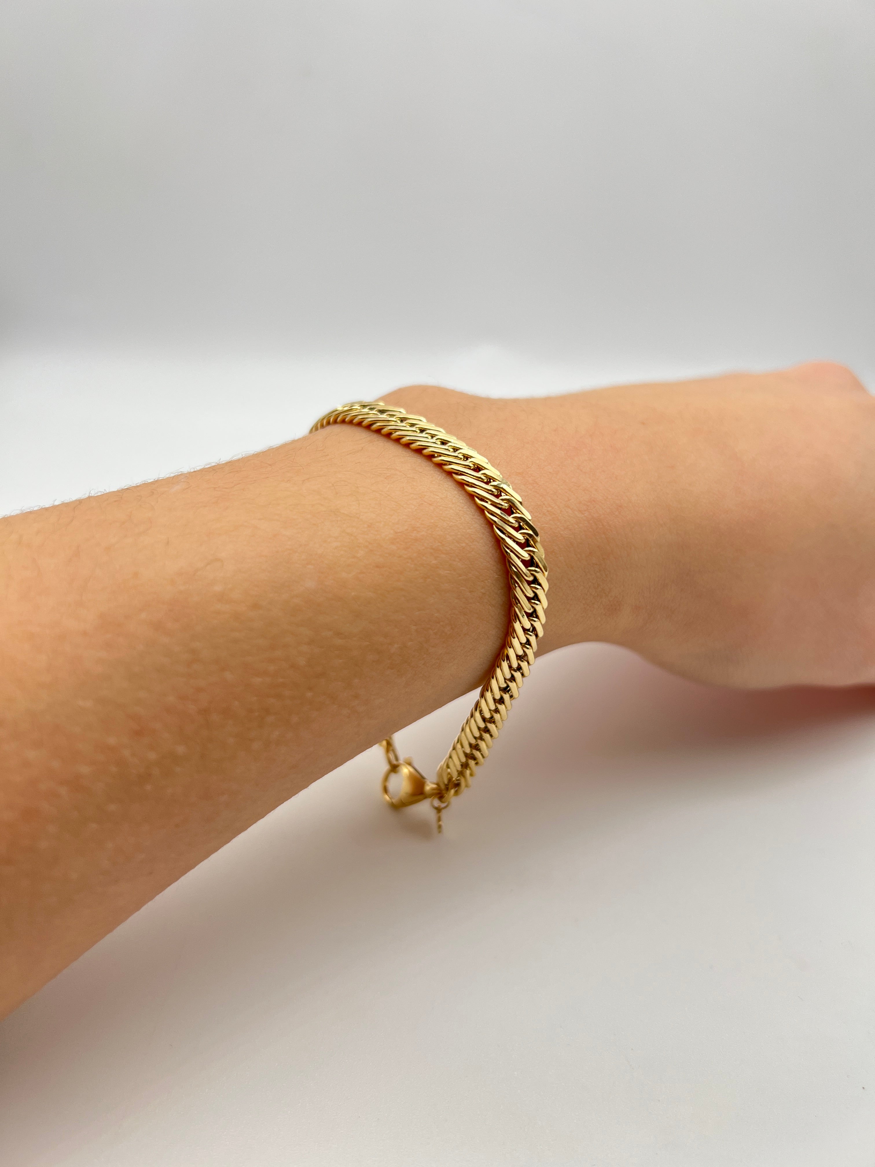 18K GOLD PIANOSA CUBAN CHAIN BRACELET - HANDMADE IN ITALY