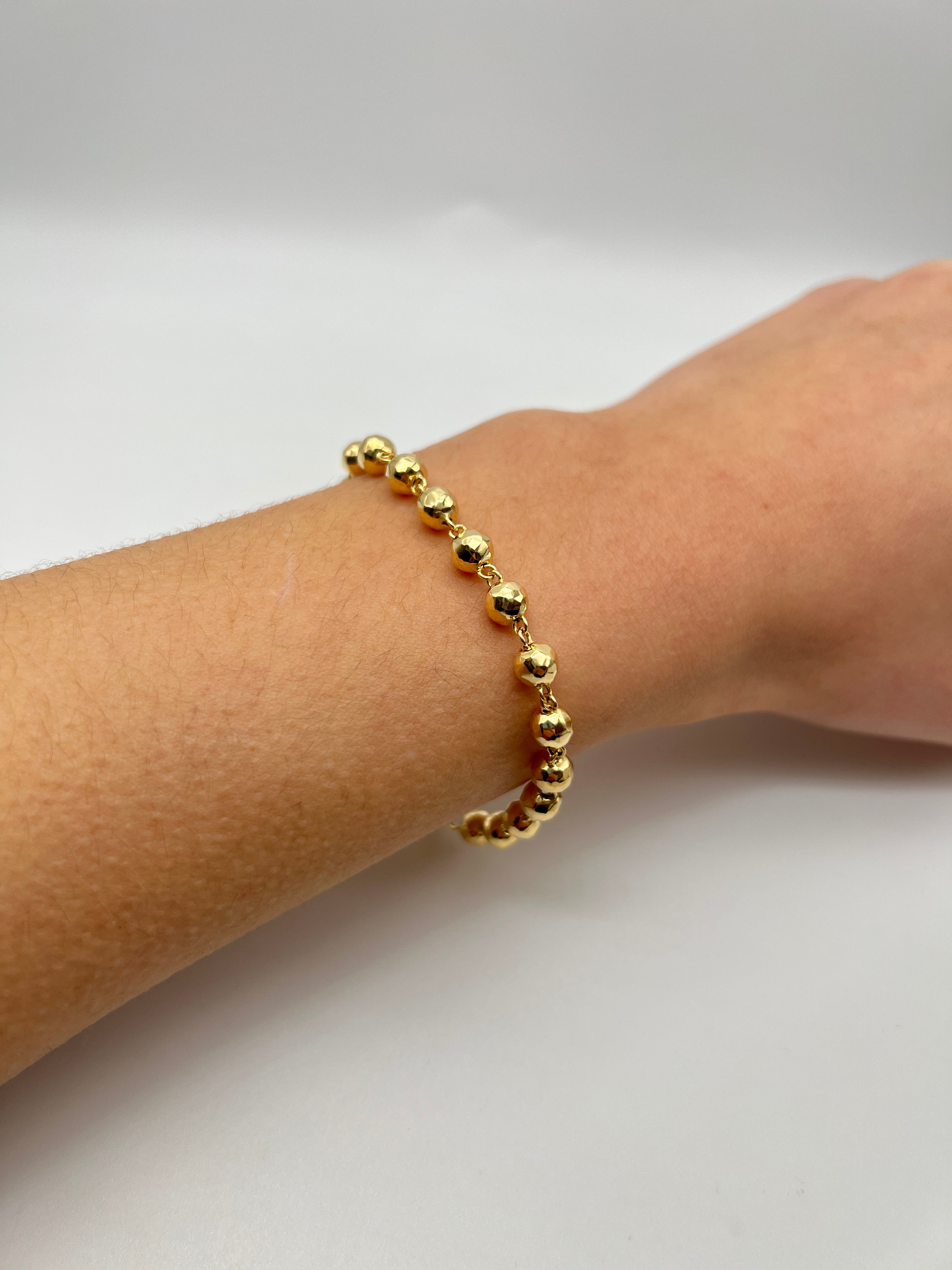 18K GOLD CAMY HAMMERED SPHERES BRACELET - HANDMADE IN ITALY