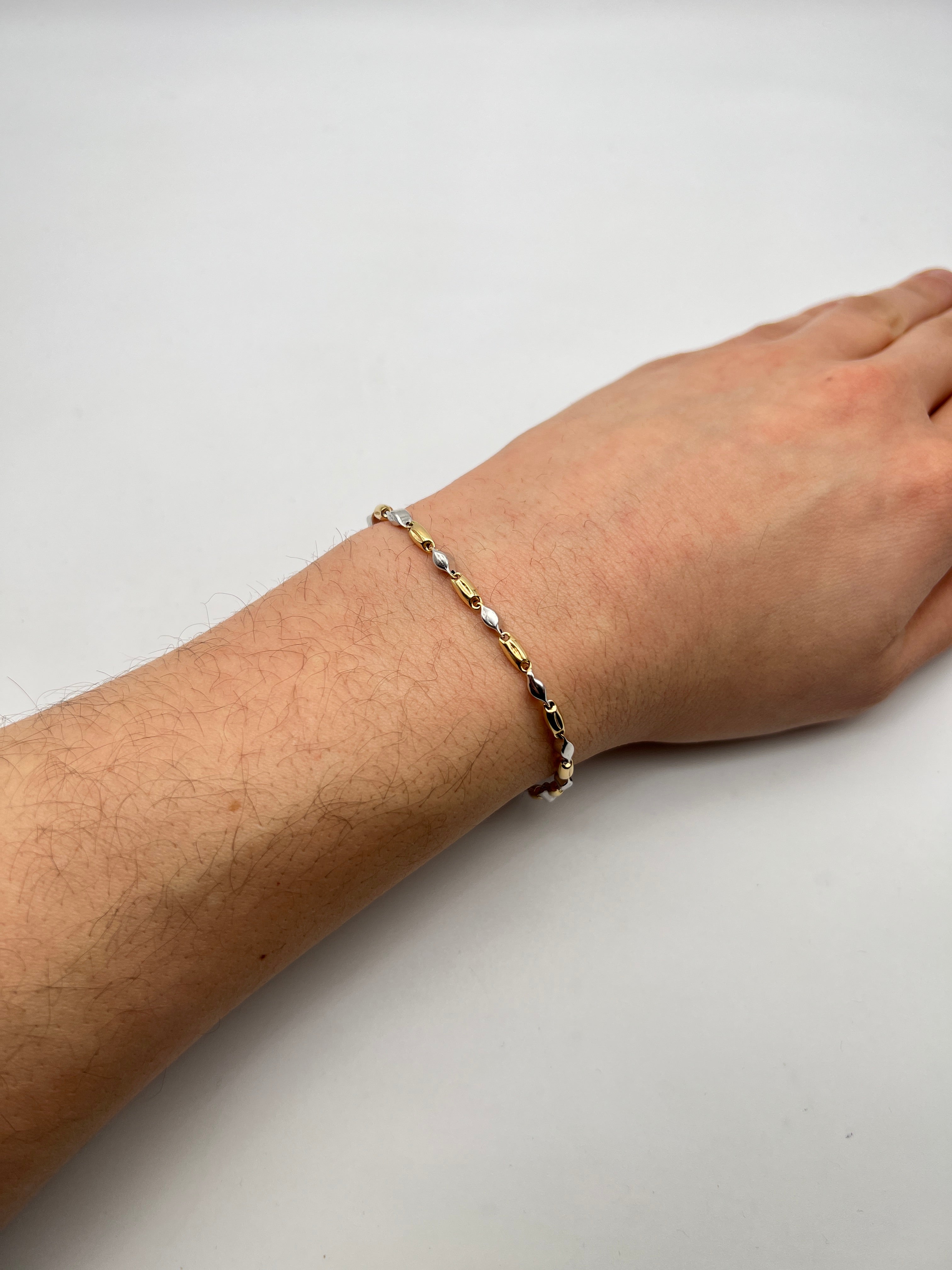 18K GOLD BARREL CHAIN BRACELET - HANDMADE IN ITALY
