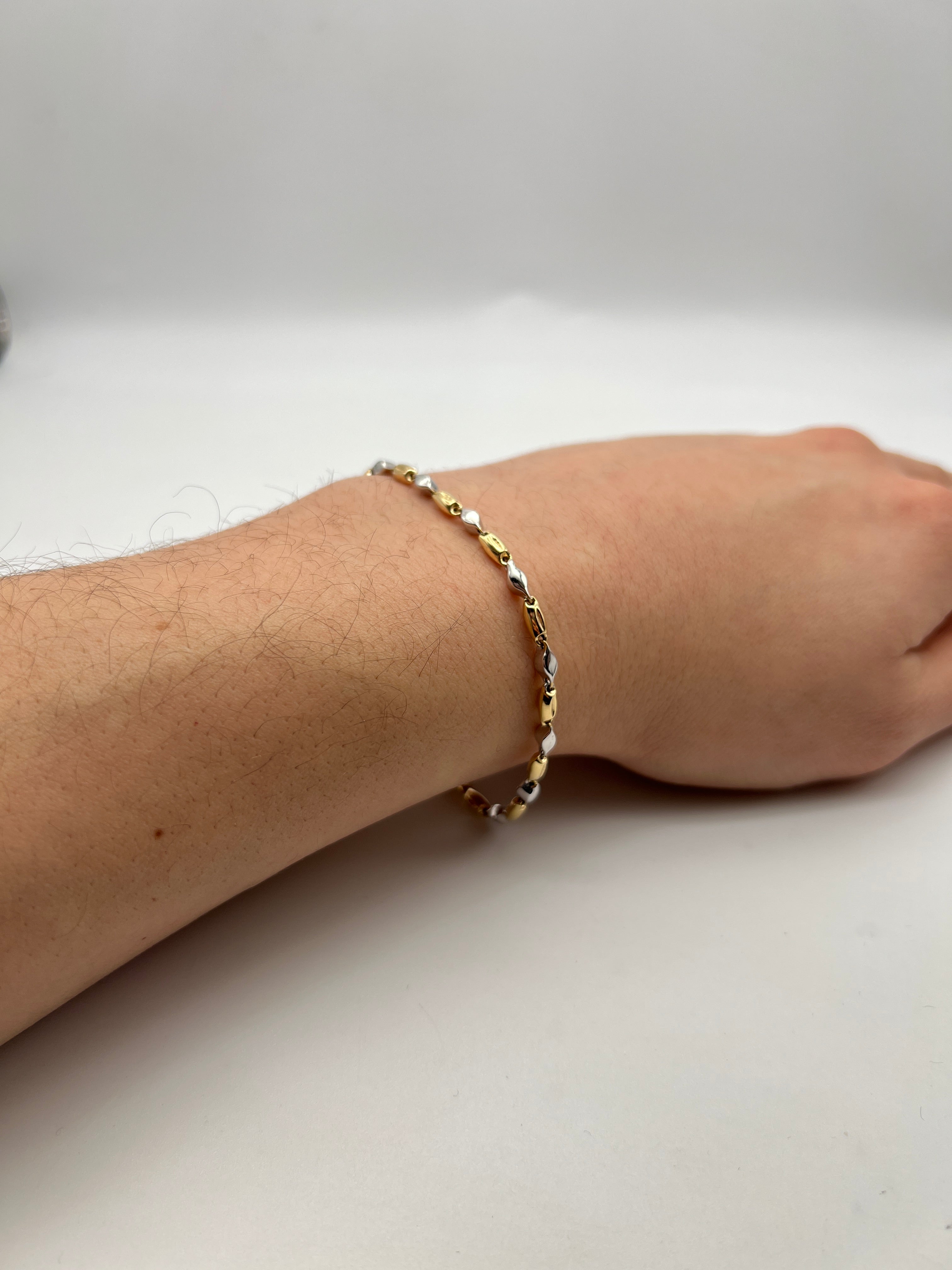 18K GOLD BARREL CHAIN BRACELET - HANDMADE IN ITALY