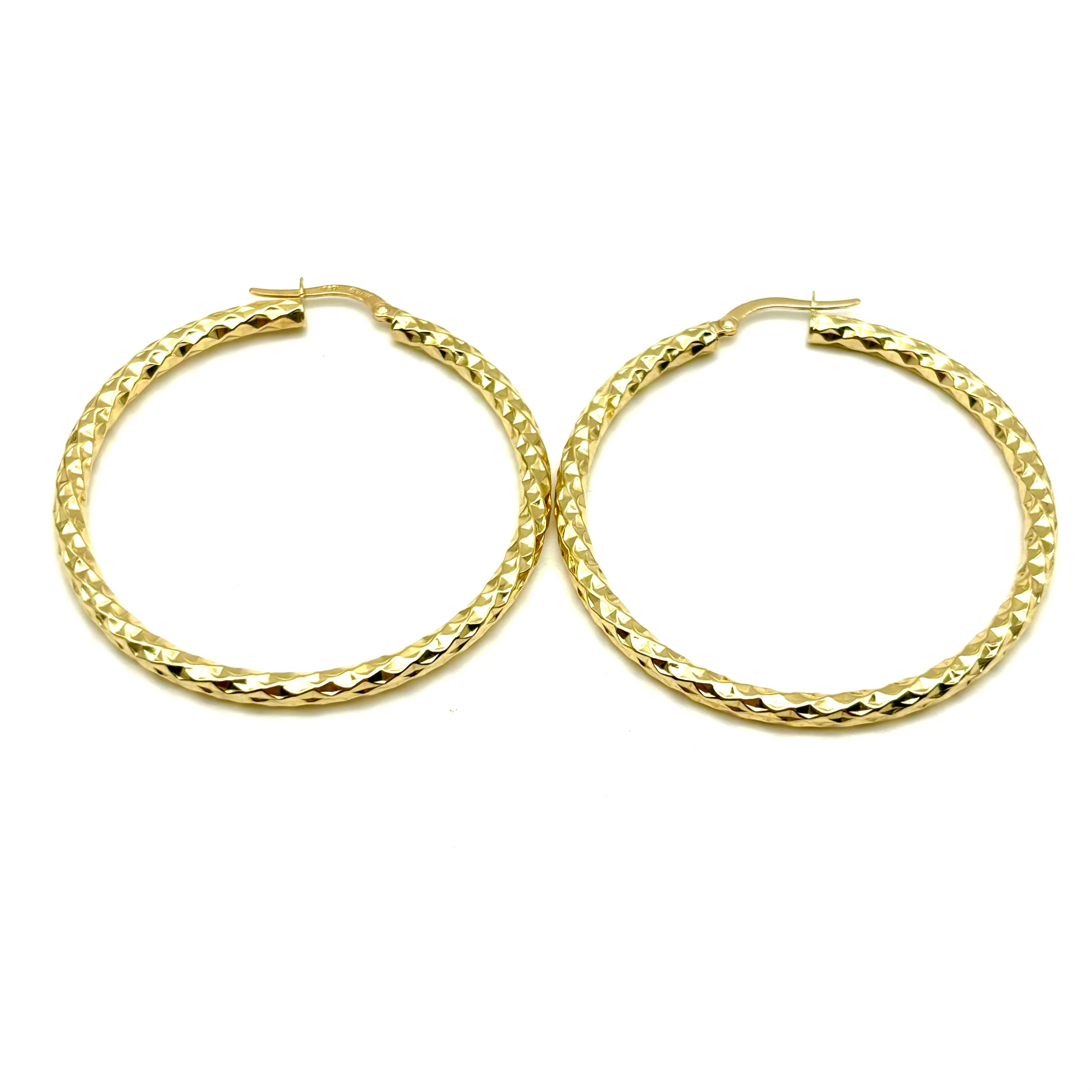 18K GOLD HAMMERED HOOP EARRINGS - HANDMADE IN ITALY
