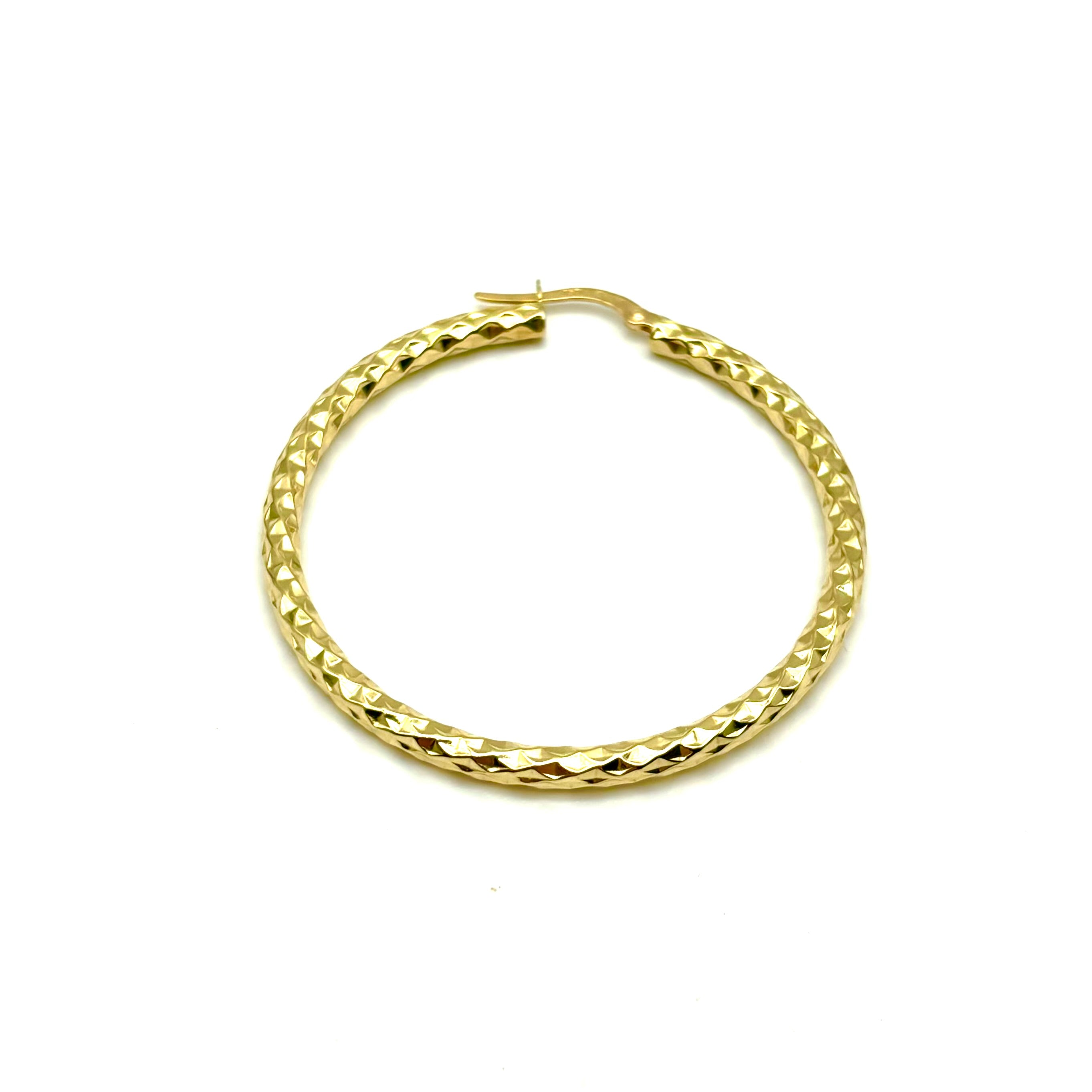 18K GOLD HAMMERED HOOP EARRINGS - HANDMADE IN ITALY