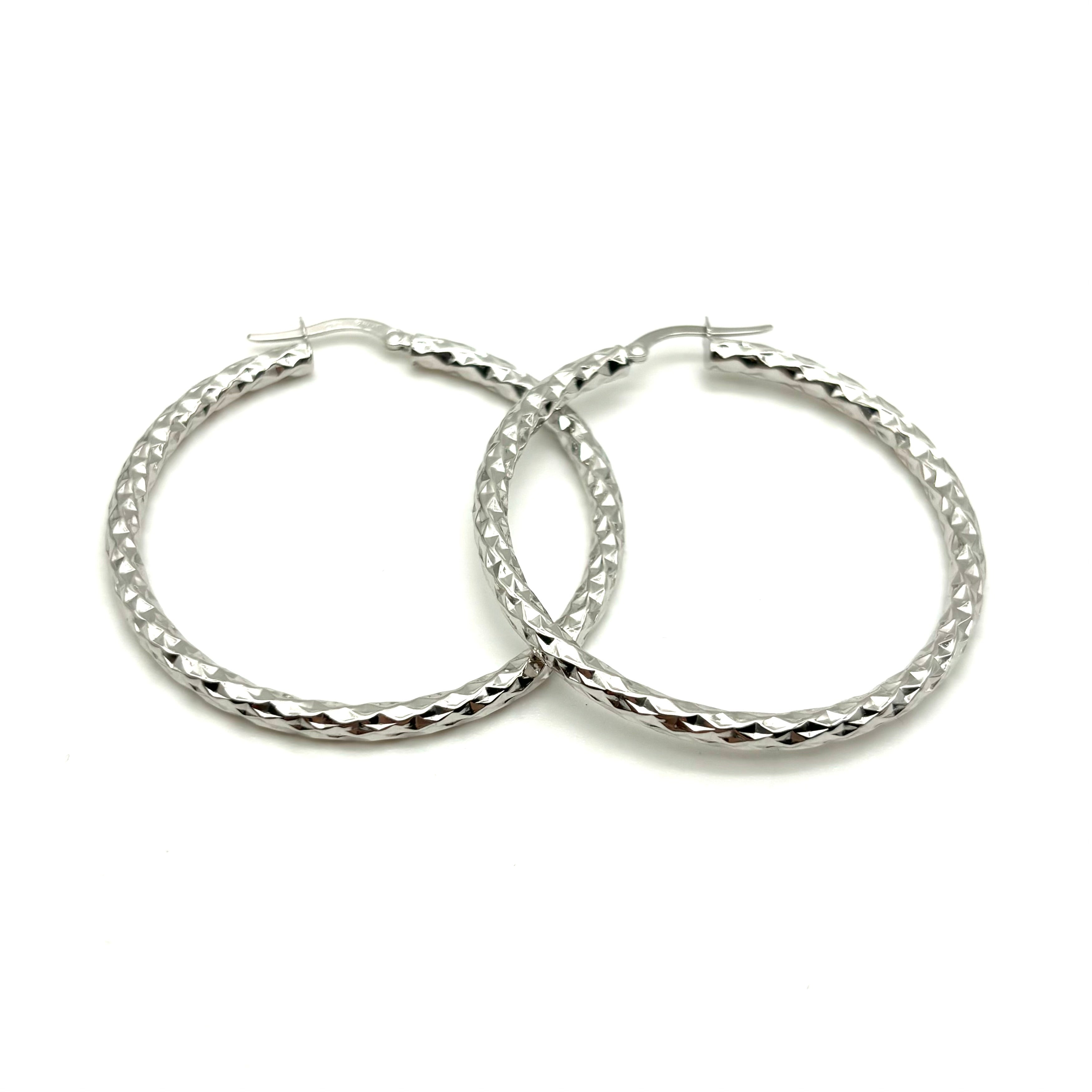 18K GOLD HAMMERED HOOP EARRINGS - HANDMADE IN ITALY