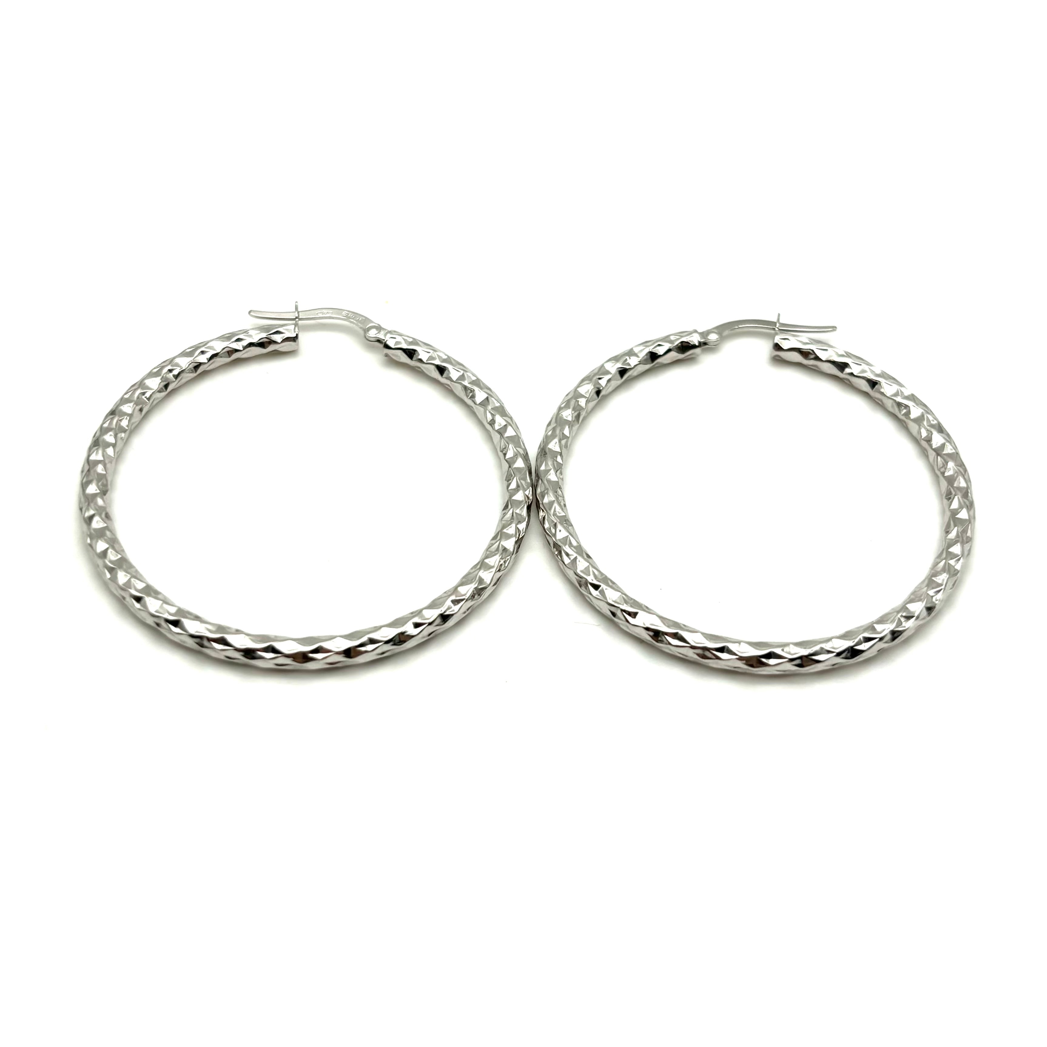 18K GOLD HAMMERED HOOP EARRINGS - HANDMADE IN ITALY