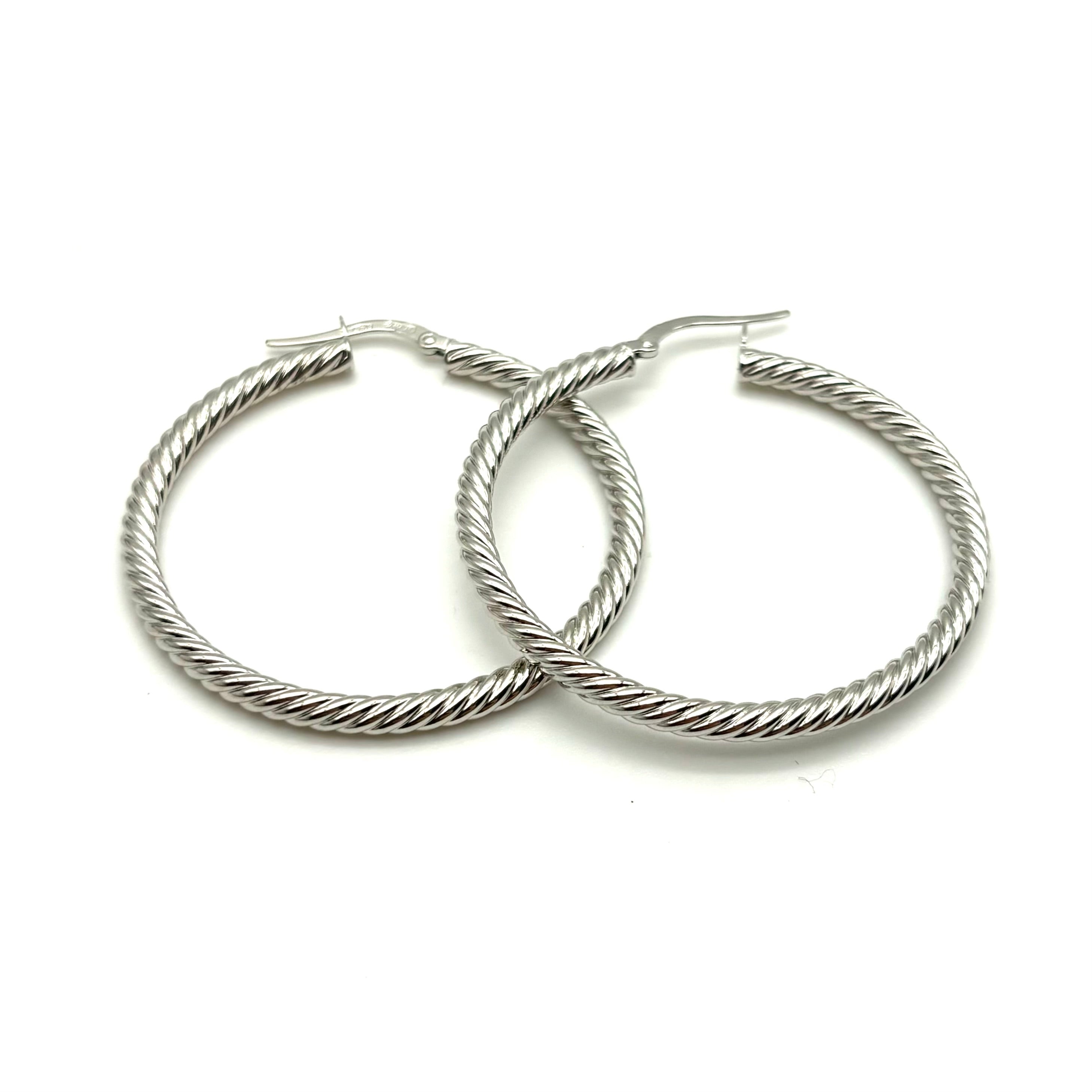 18K GOLD TWISTED HOOP EARRINGS - HANDMADE IN ITALY