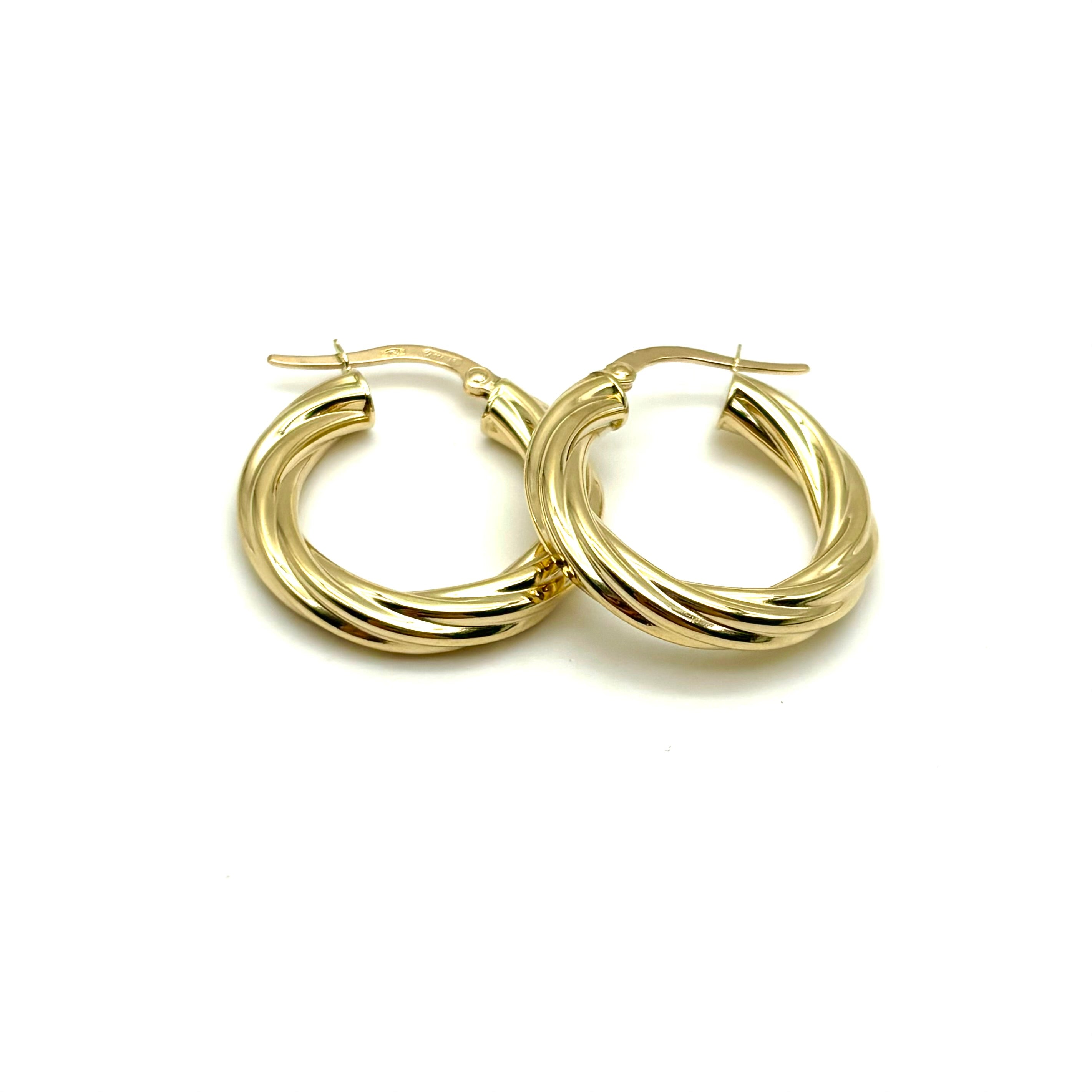 18K GOLD TWISTED HOOP EARRINGS - HANDMADE IN ITALY