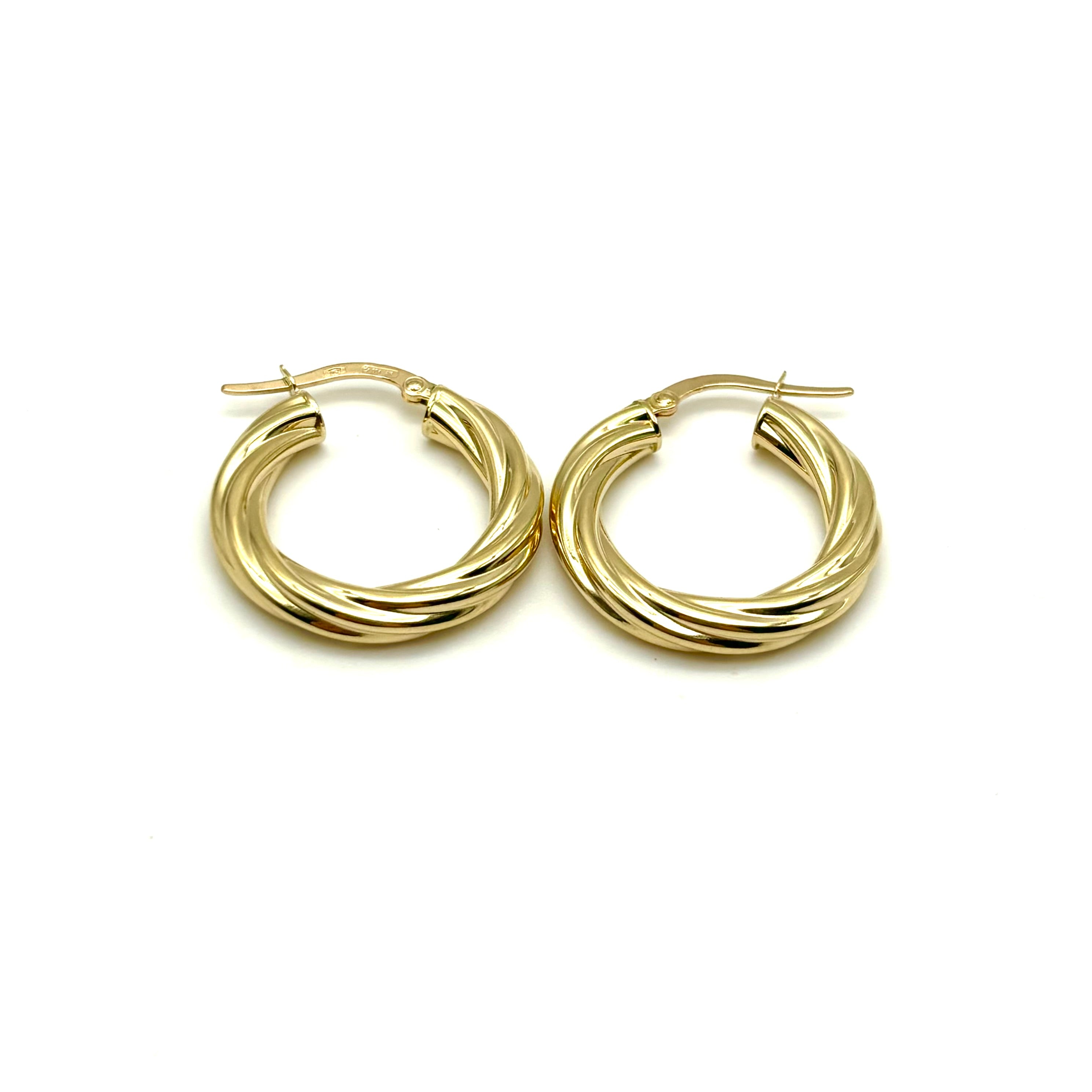 18K GOLD TWISTED HOOP EARRINGS - HANDMADE IN ITALY