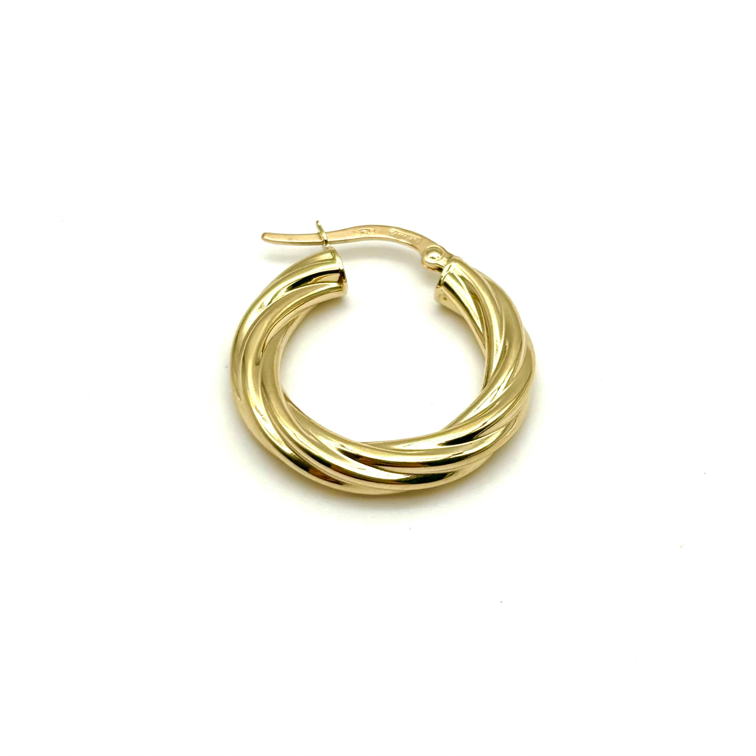 18K GOLD TWISTED HOOP EARRINGS - HANDMADE IN ITALY