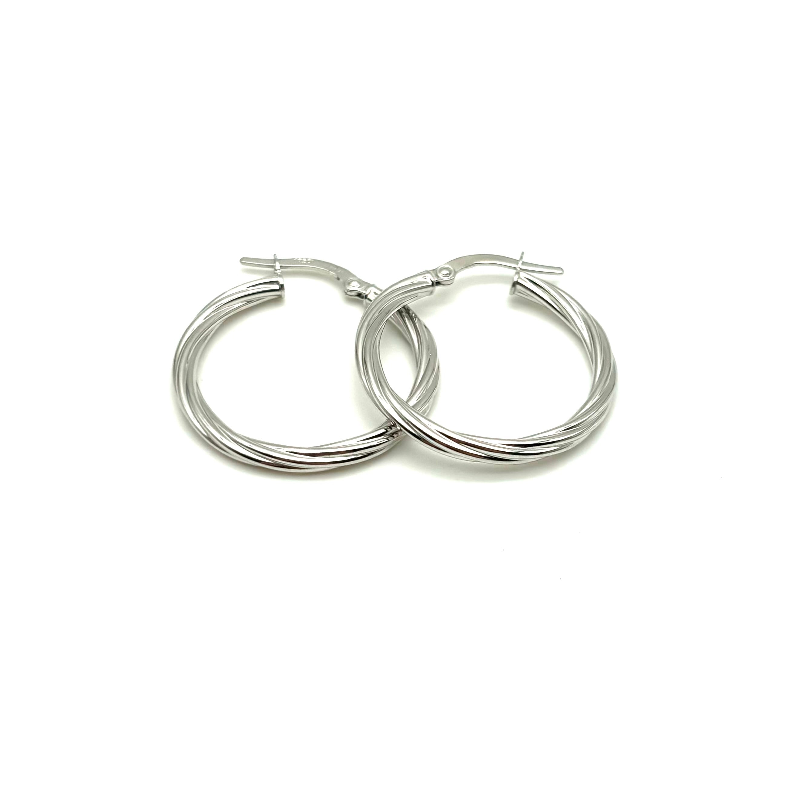 18K GOLD TWISTED HOOP EARRINGS - HANDMADE IN ITALY