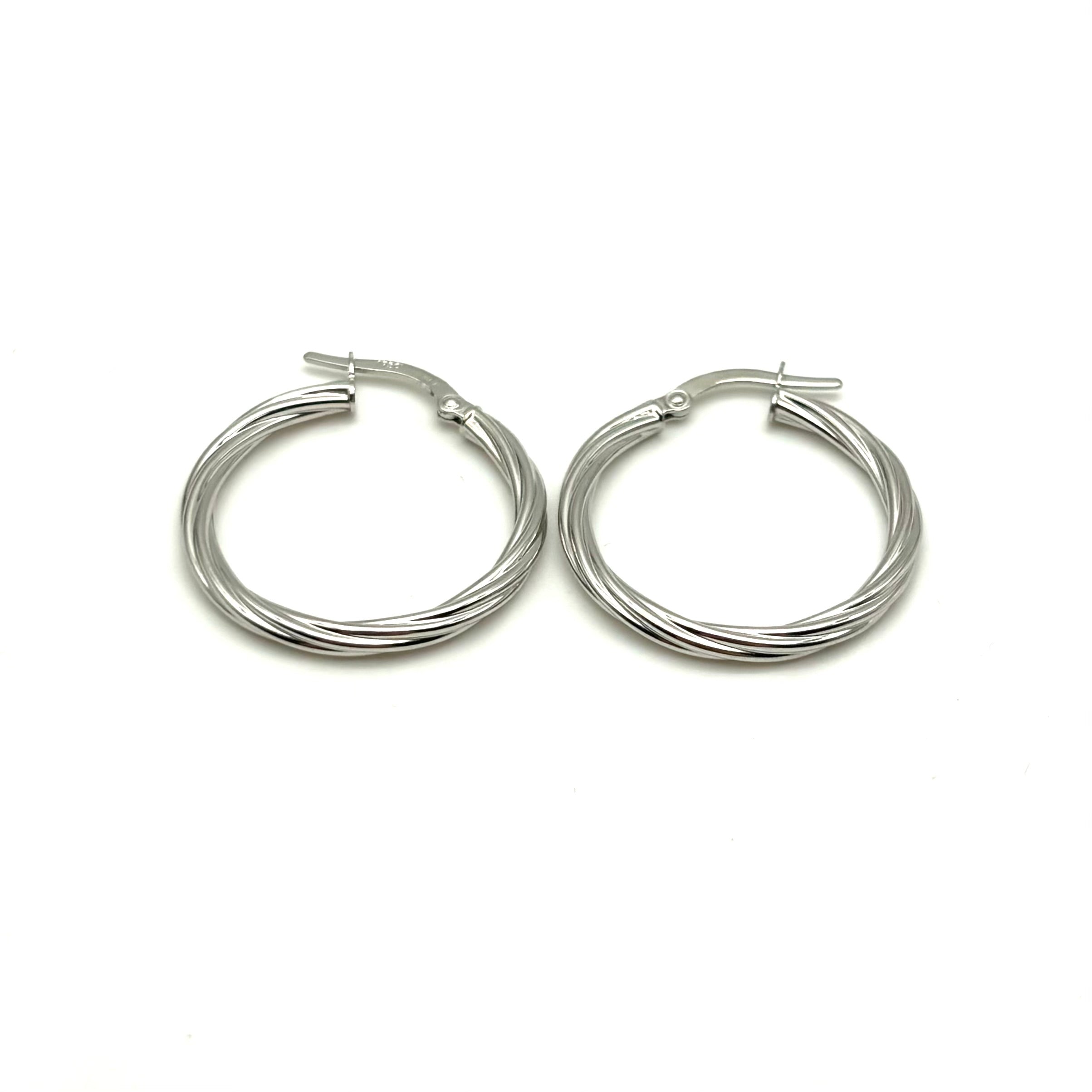 18K GOLD TWISTED HOOP EARRINGS - HANDMADE IN ITALY